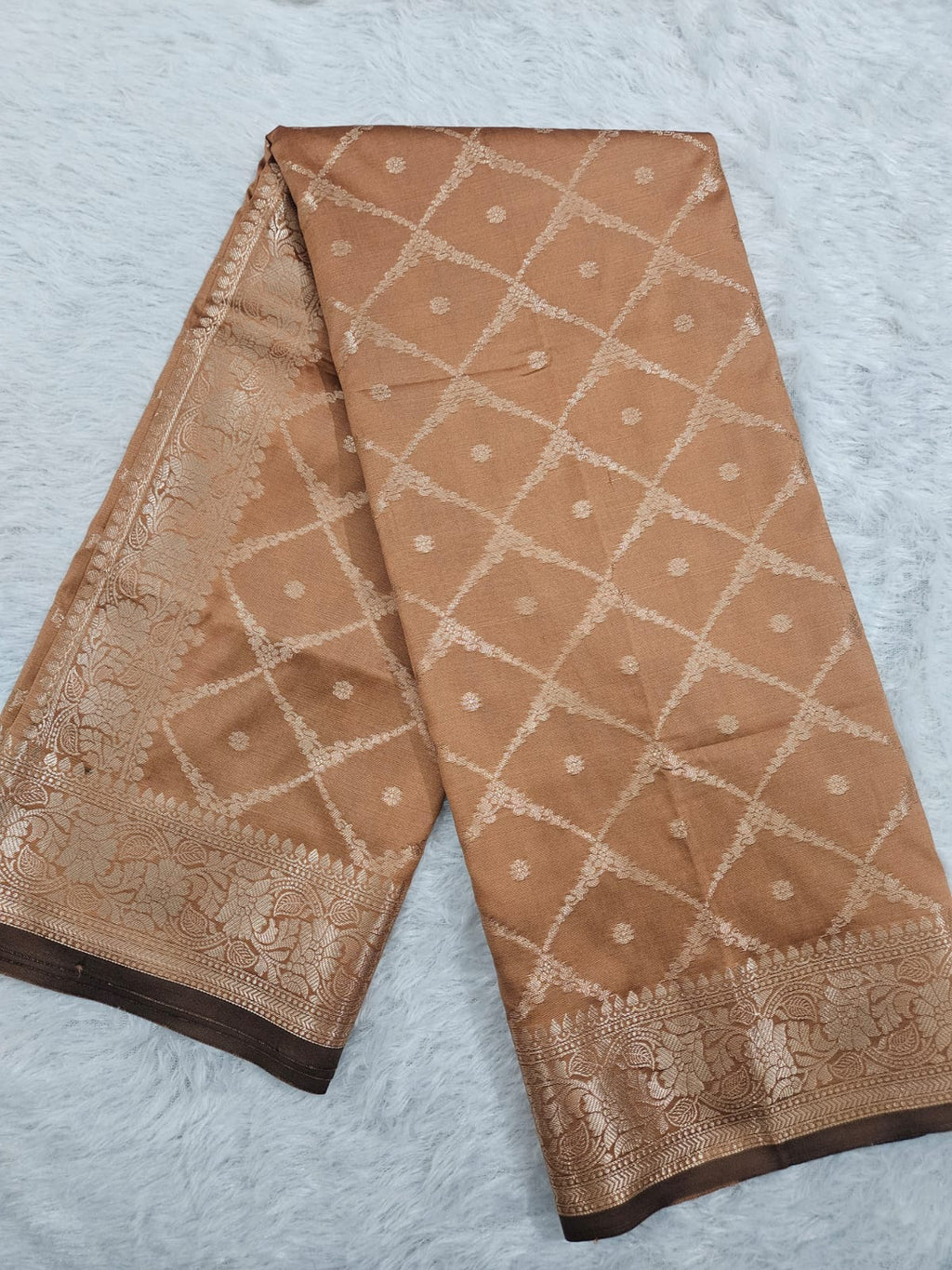Banarasi Copper Silk Jaal Zari Border Saree