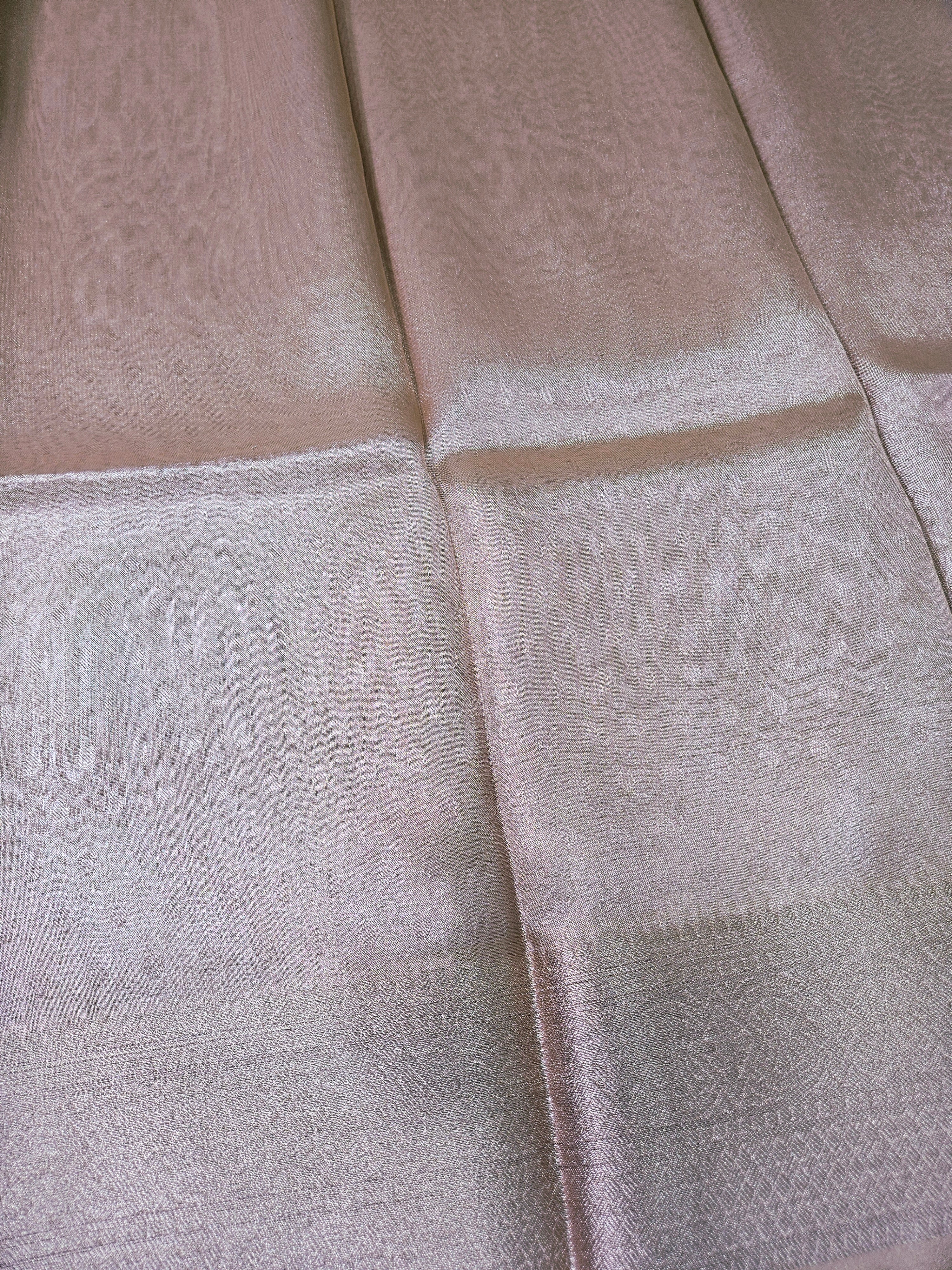 Rose Gold Banarasi Tissue Zari Tanchui Design  Border Saree
