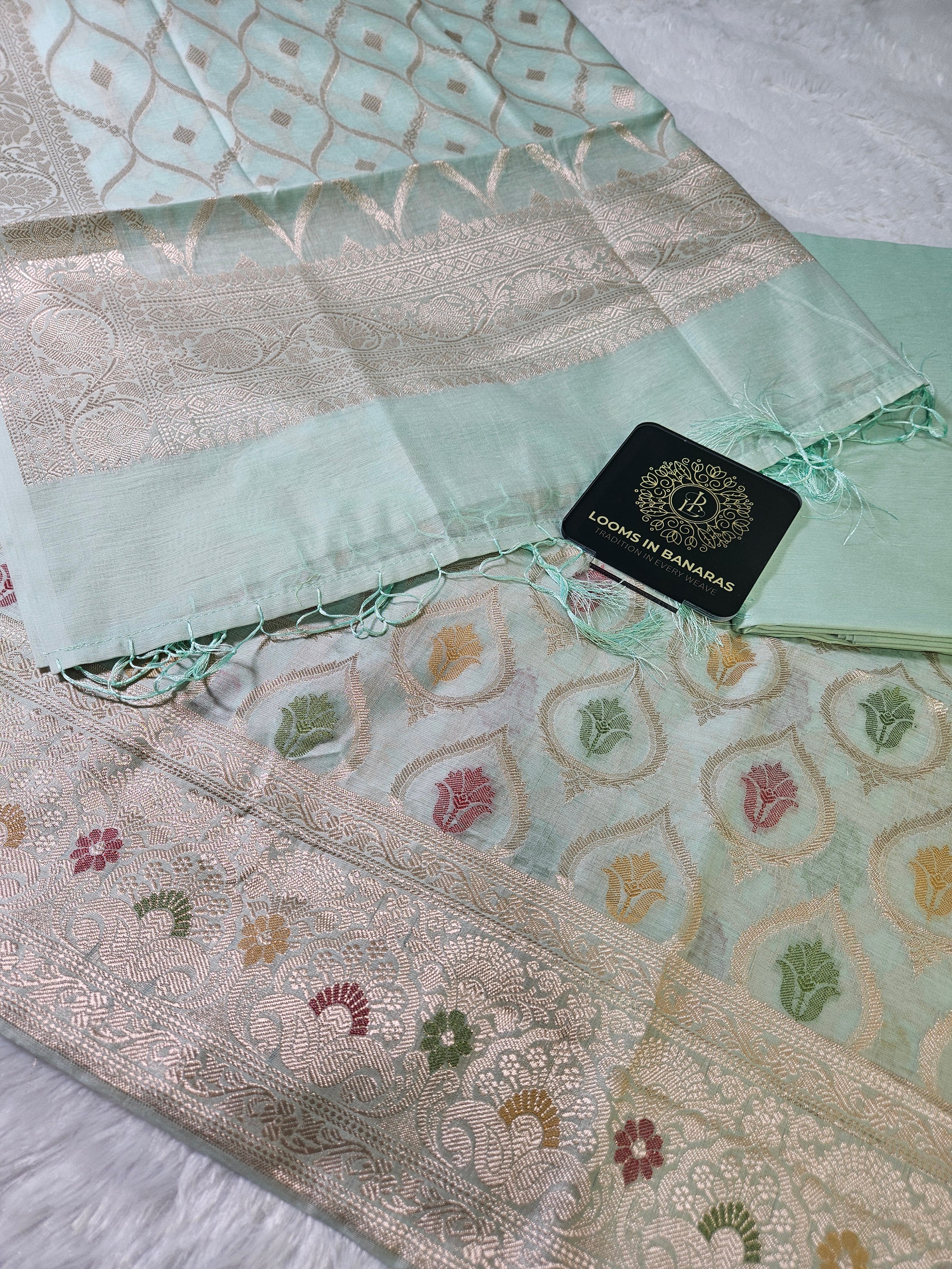 Banarasi Light Sea Green Premium Cotton Suit