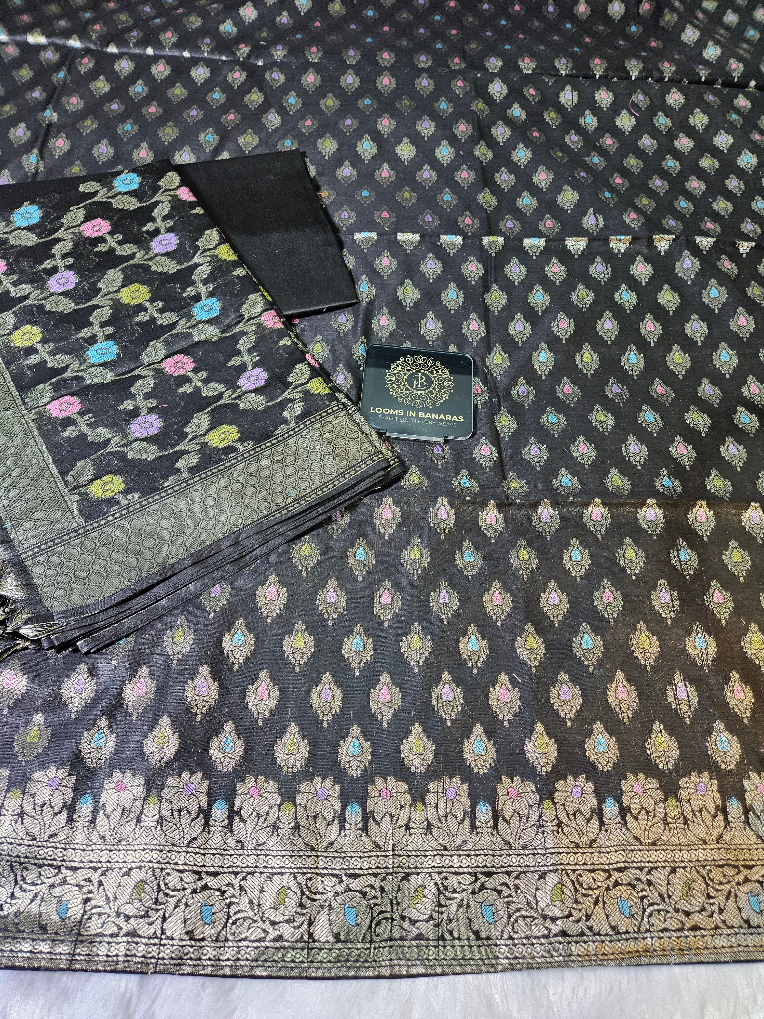 Black Alfi Mina Banarasi Cotton Suit