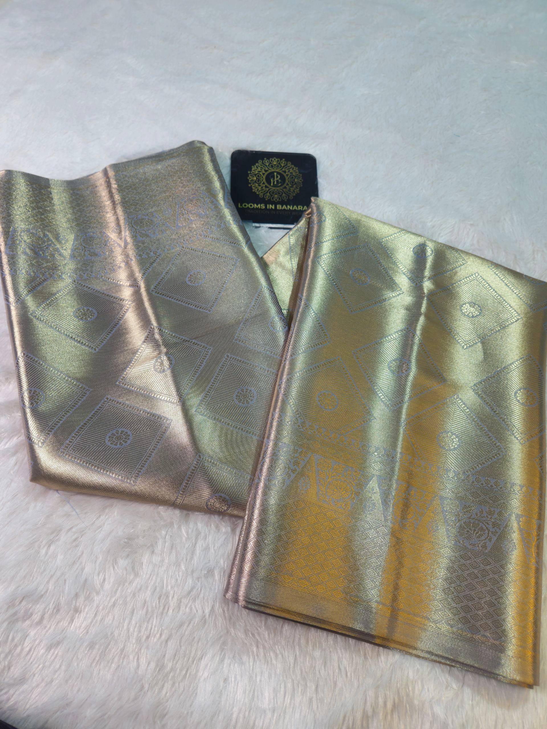 Grey Banarasi Soft Tissue Zari Brocade Design Saree