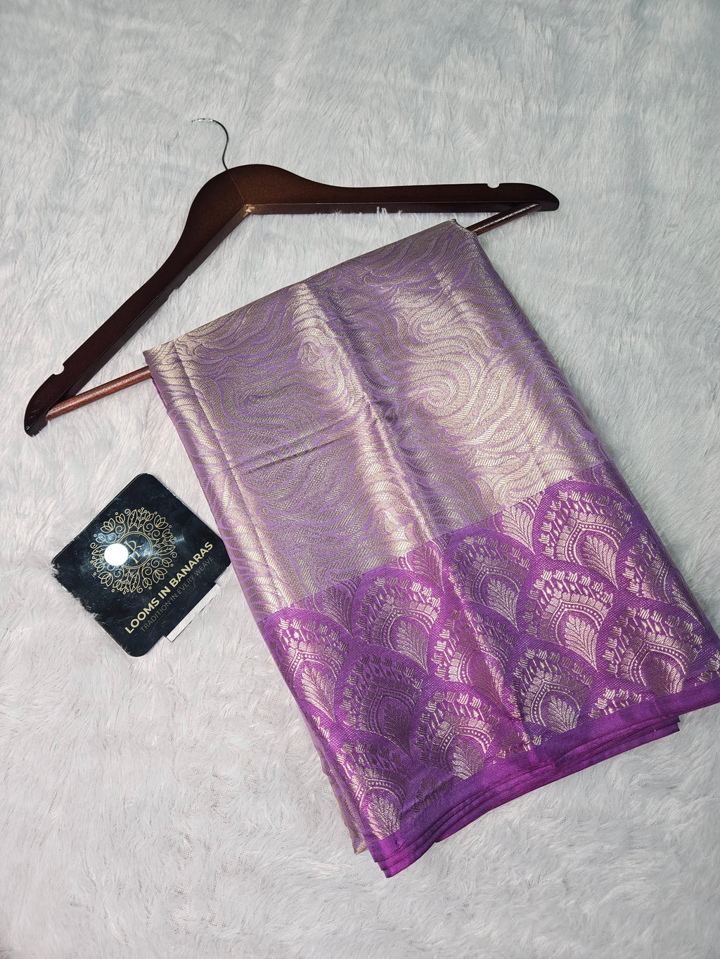 Purple Banarasi Soft Tissue Zari Brocade Design Saree Contrast