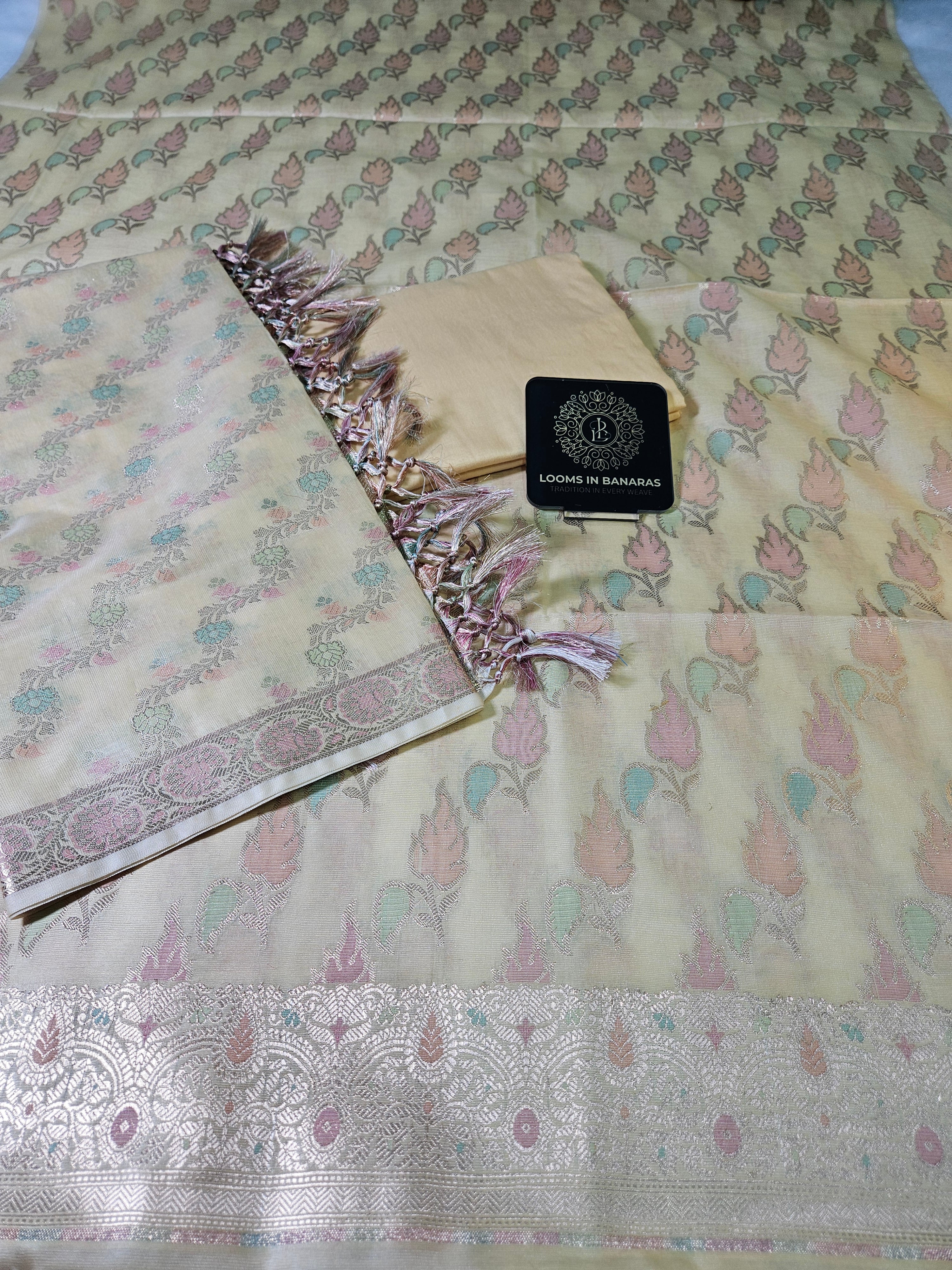 Lemon Rangkaat Weaving Mina Banarasi Silk Suit