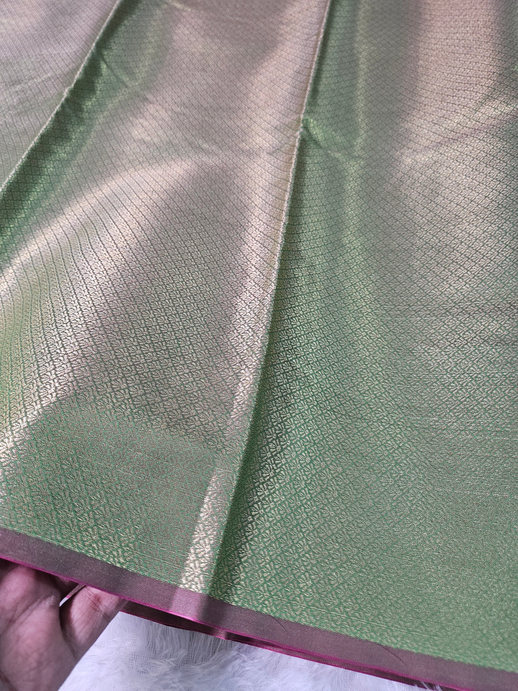 Banarasi Silk Green Jaal Zari Border Saree