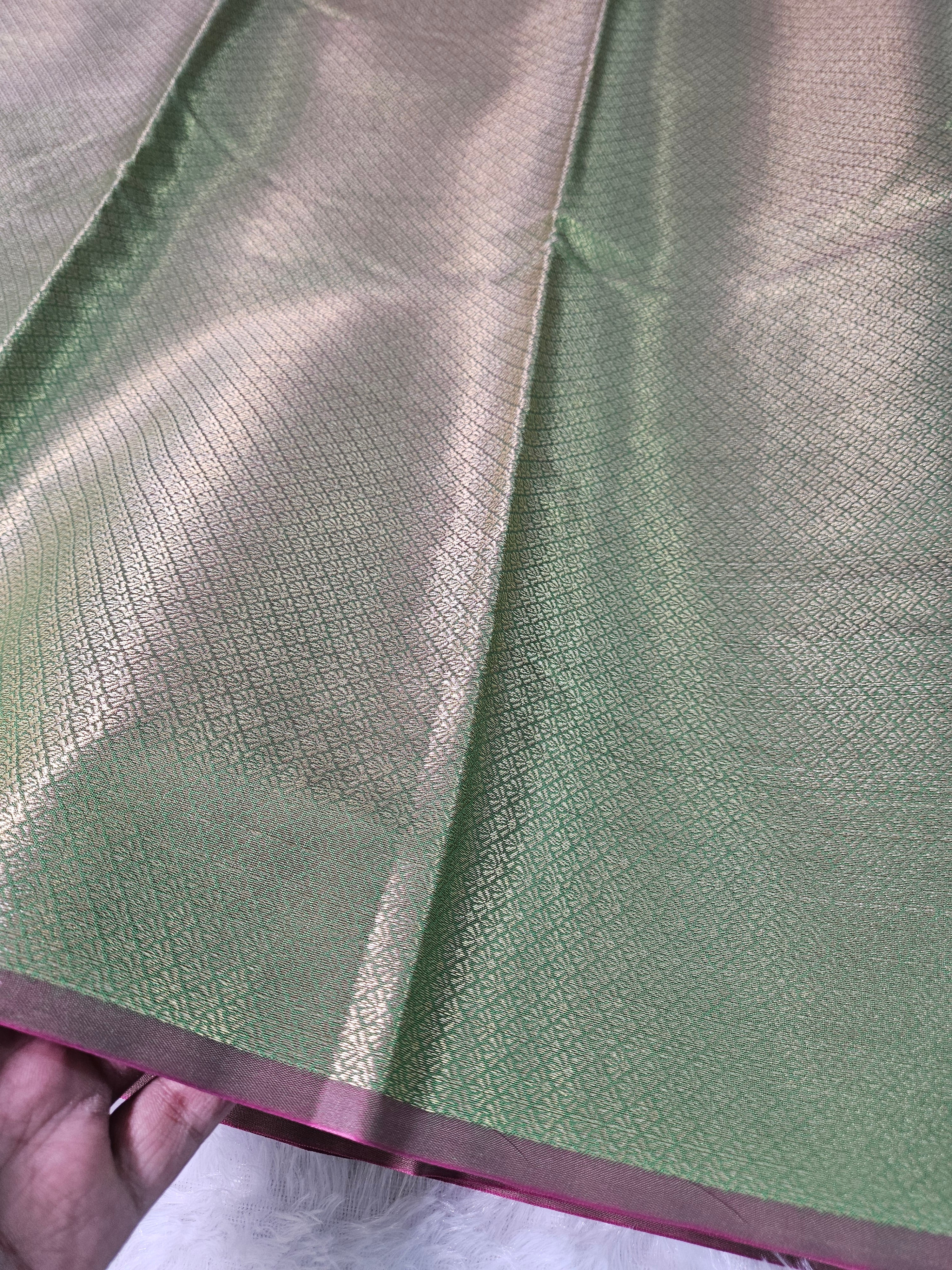 Banarasi Silk Green Jaal Zari Border Saree