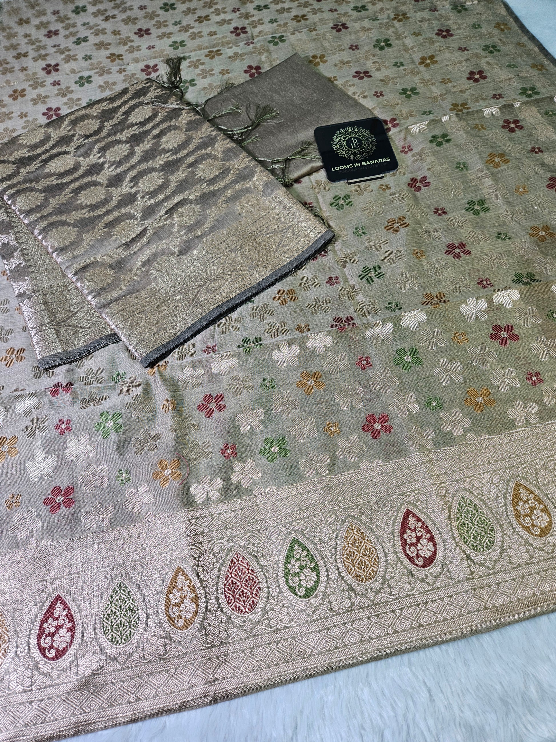 Dusty Pista Green Premium Banarasi Cotton Suit