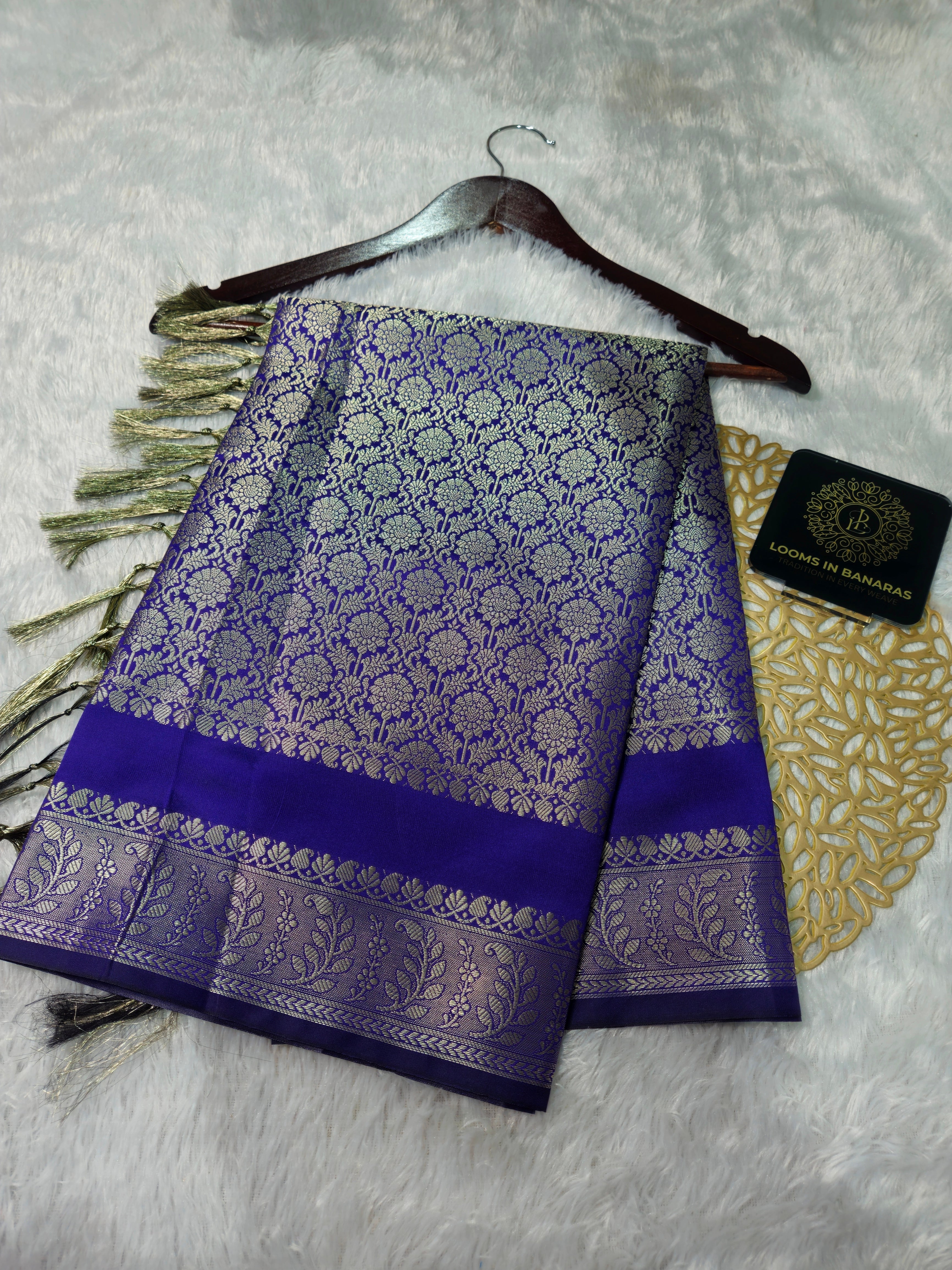 Purple Banarasi Silk Dupatta khimkhab Jaal Design