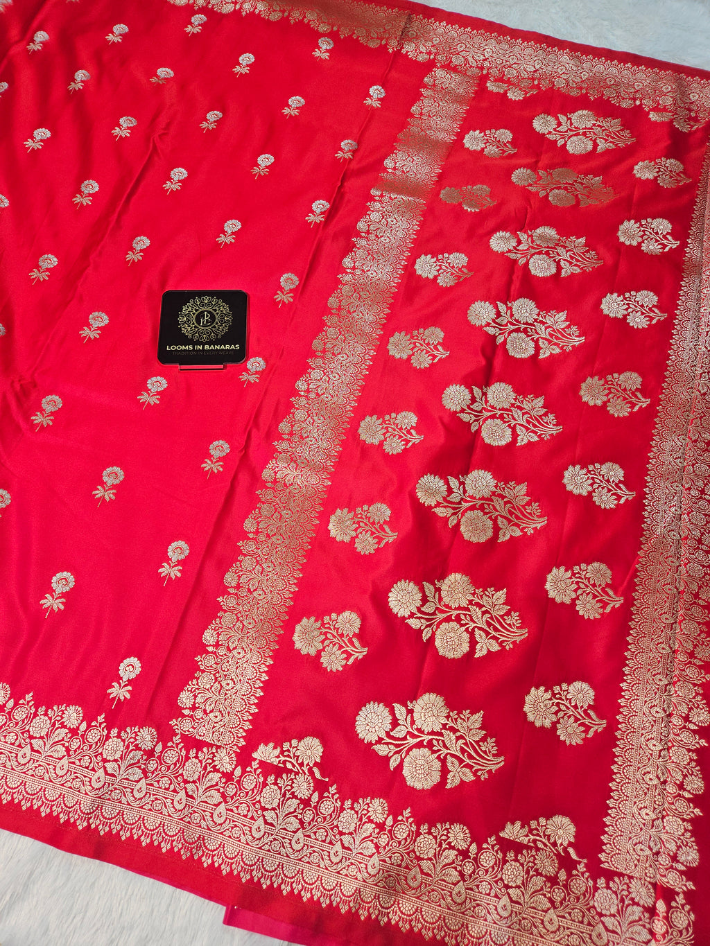 Sindori Rani Banarasi Mashru Silk Alfi Border Booti Saree