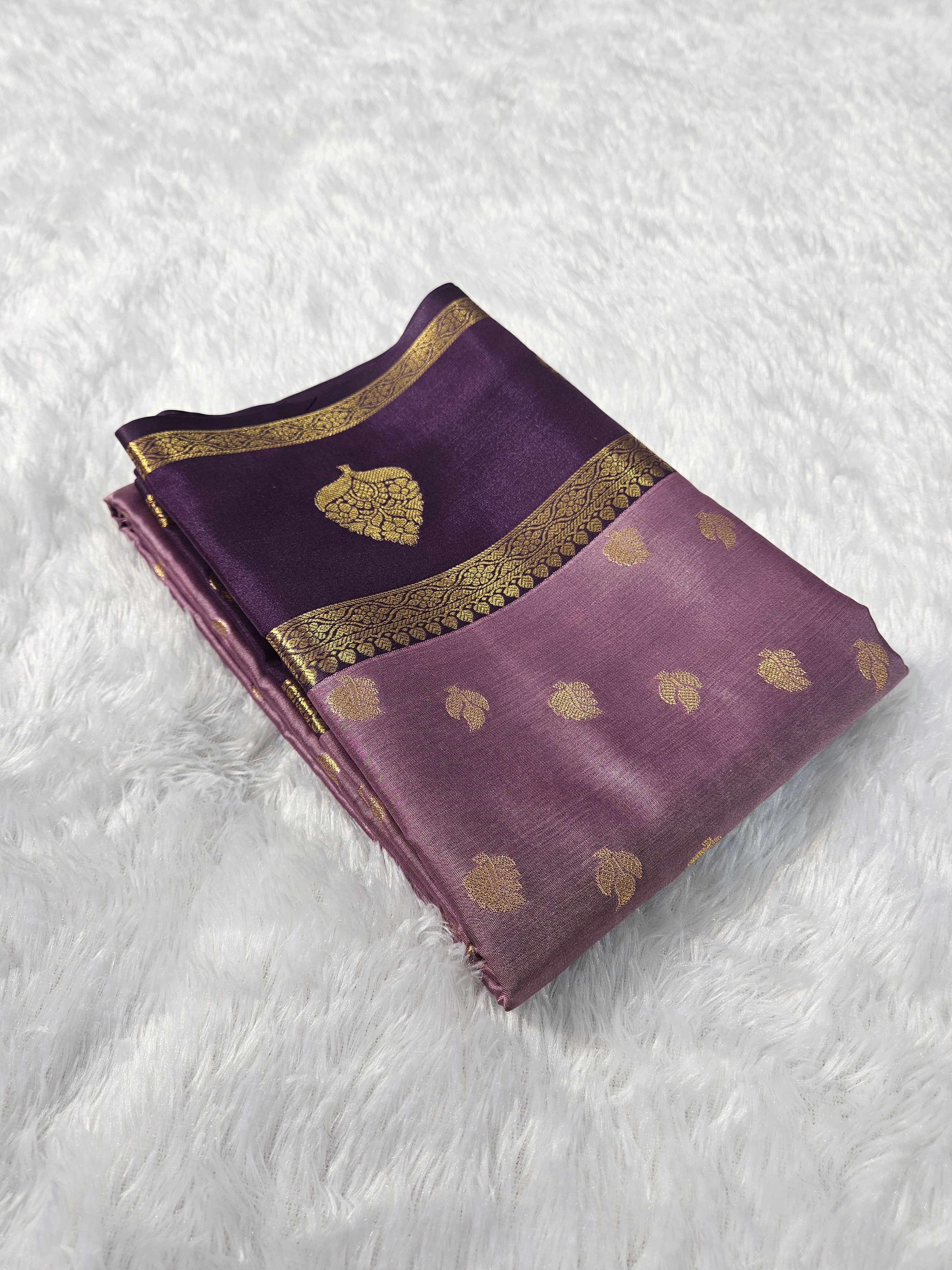 Dusty Lavender Soft Katan Silk Saree with a buti design