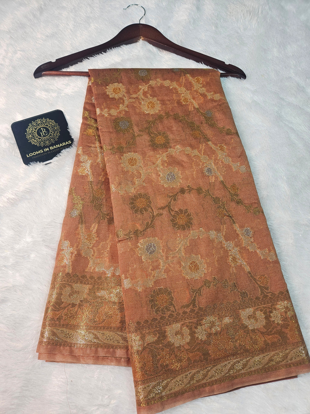 Banarasi Georgette Copper Saree with Nimzari Border Jaal