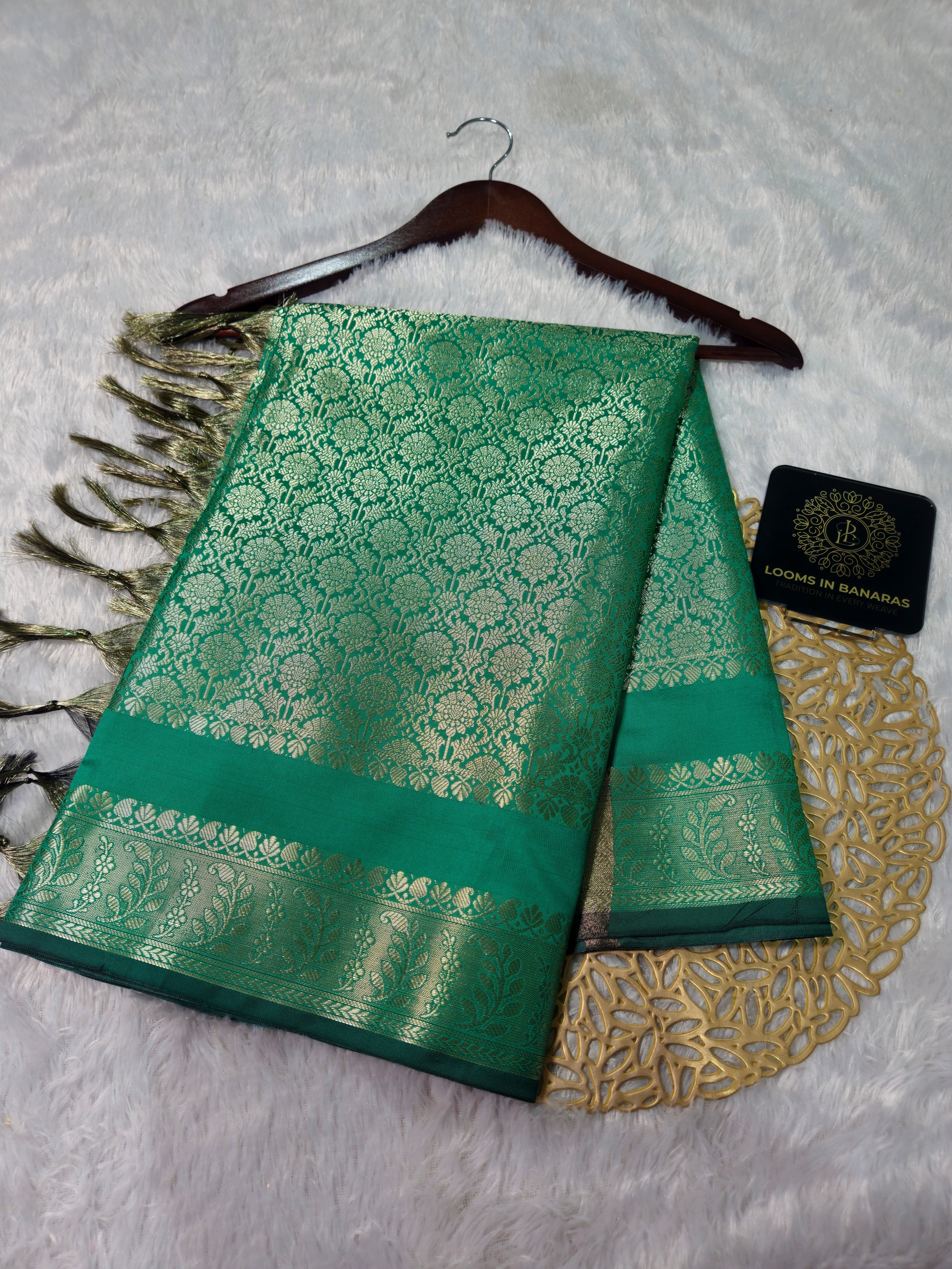 Turquoise Banarasi Silk Dupatta khimkhab Jaal Design