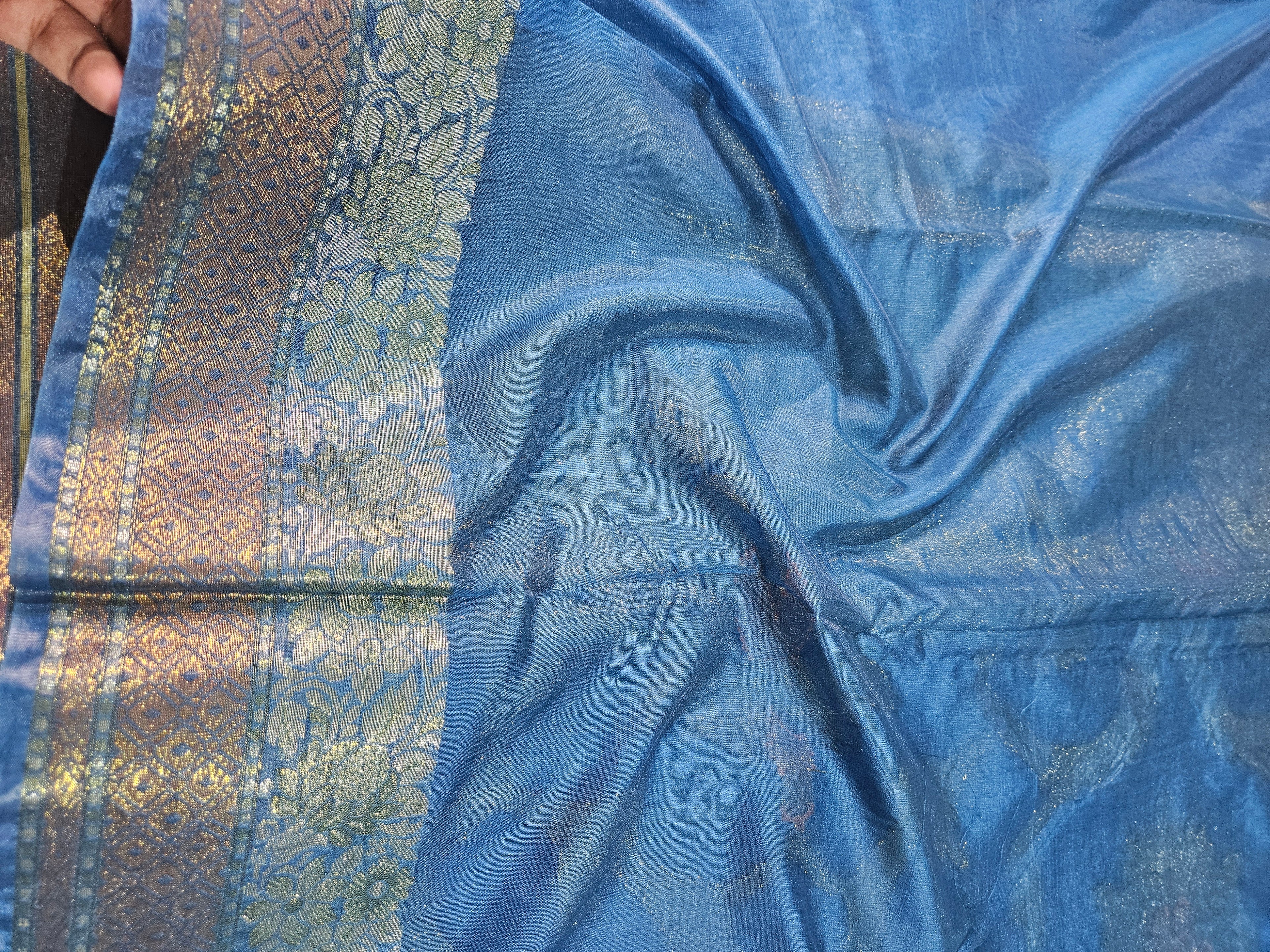 Banarasi Georgette Royal Blue Saree with Nimzari Border Jaal