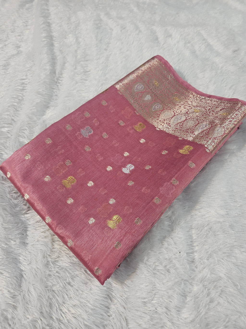 Peach Banarasi Viscose Silk Saree Alfi Rupa Sona Buti Design