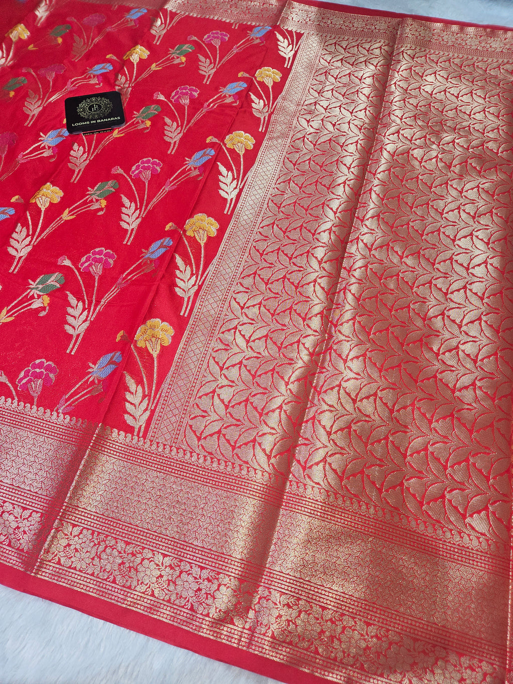 Banarasi Red Katan Silk Tilfi minakari Jaal Design Saree