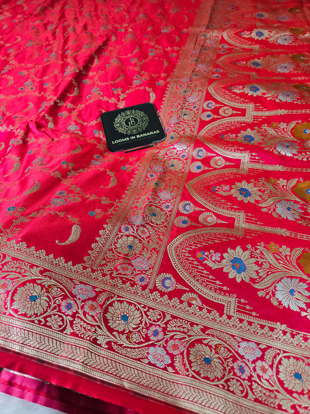 Red Mashru Silk Banarasi Border Tilfi Jangla Saree