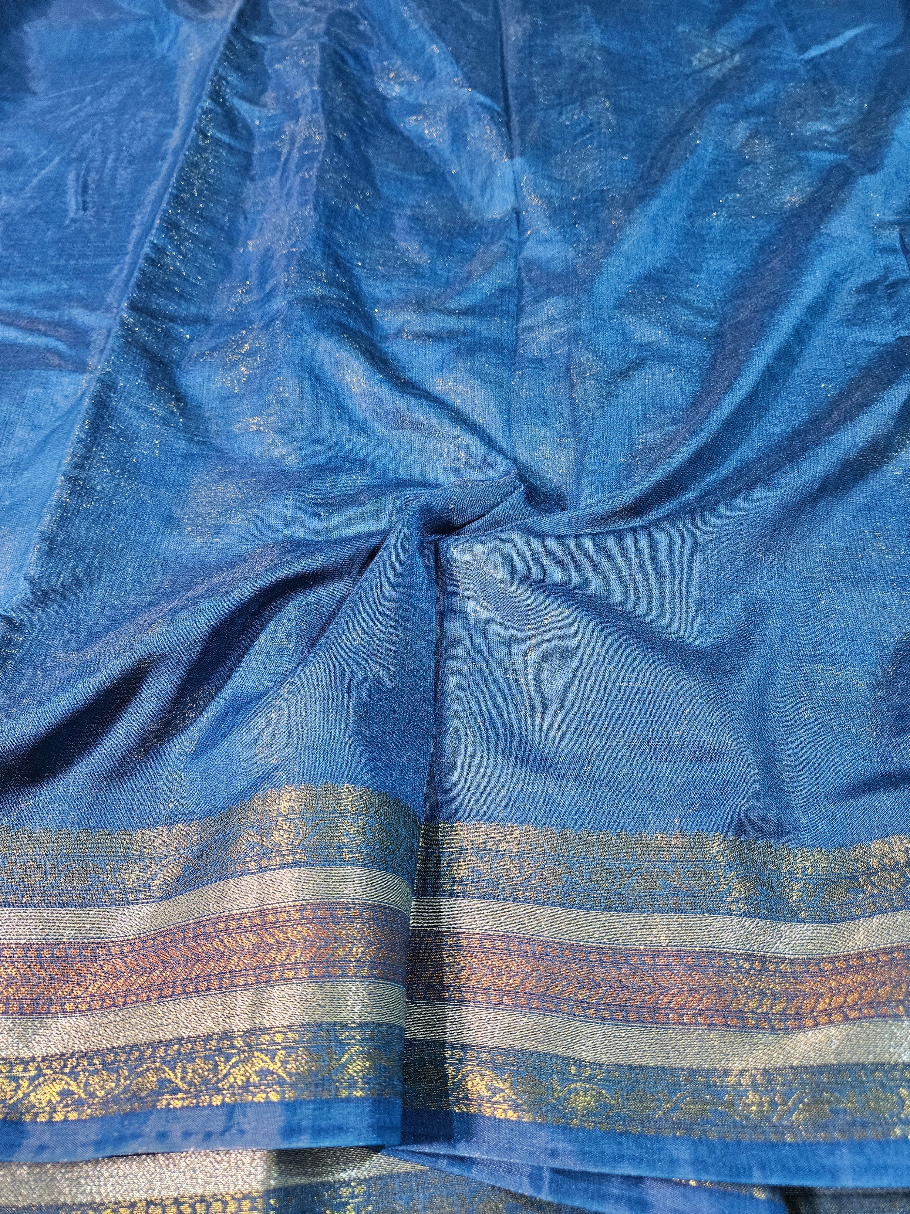 Banarasi Georgette Royal Blue Saree with Nimzari Border Jaal