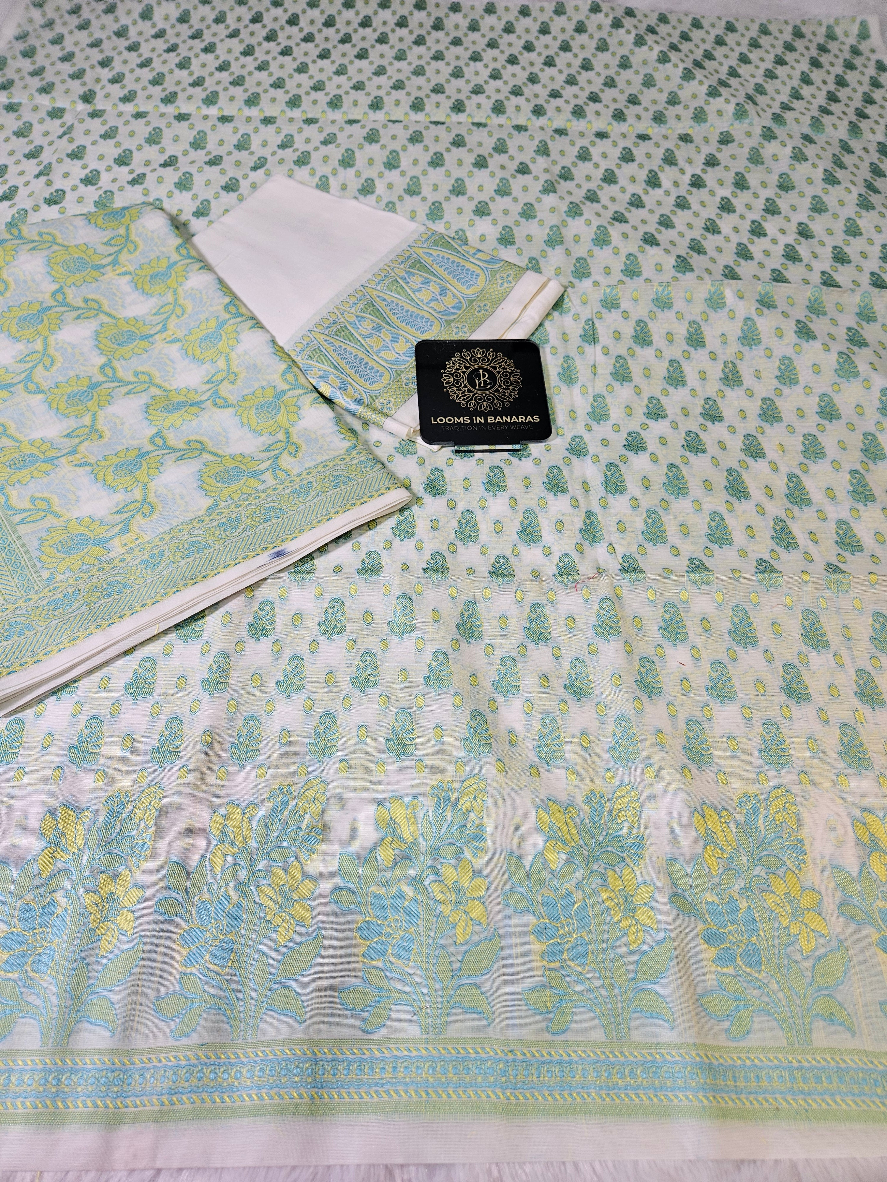 Off White Mina Banarasi Cotton Suit