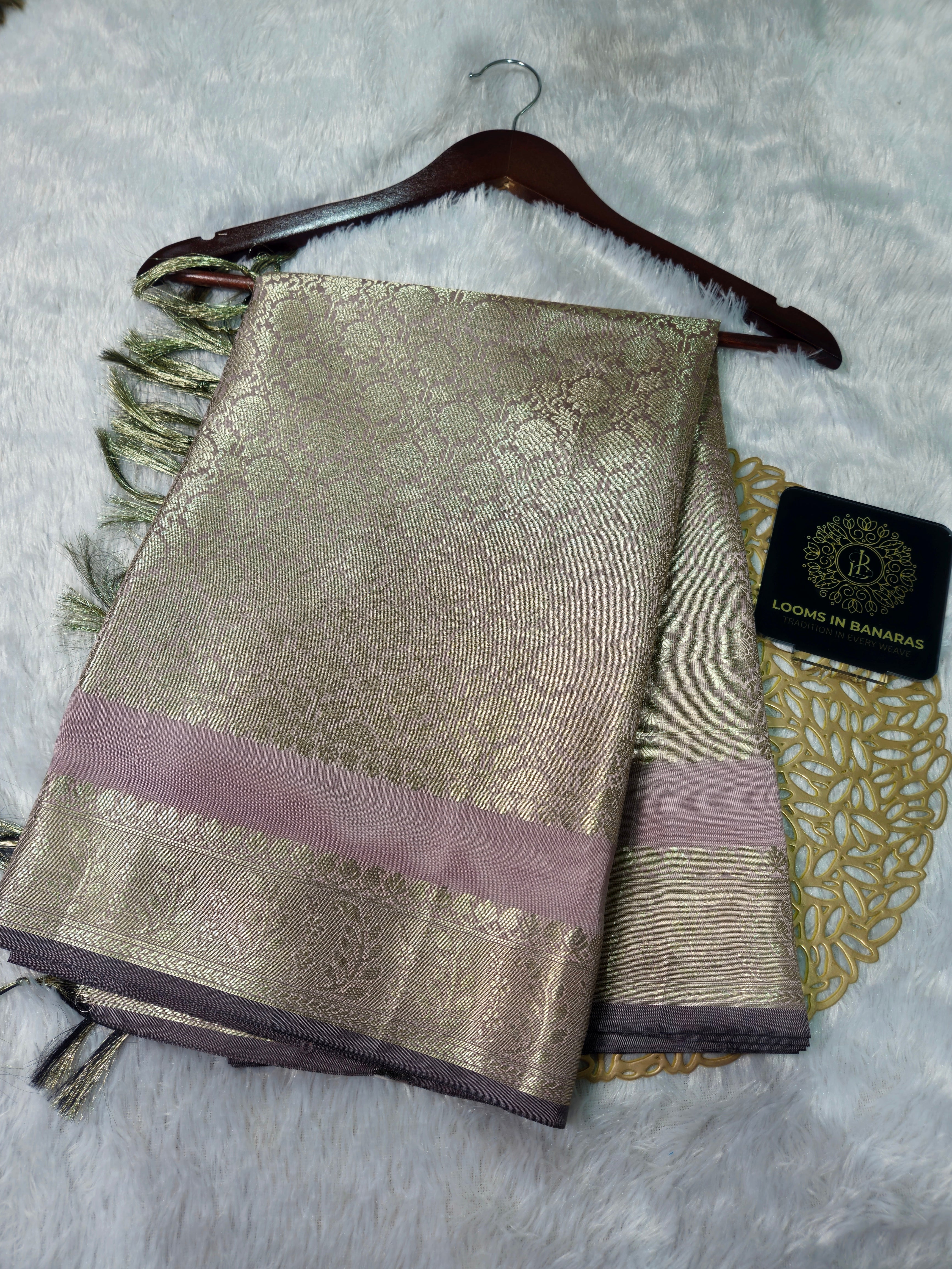 Rose Pink Banarasi Silk Dupatta khimkhab Jaal Design