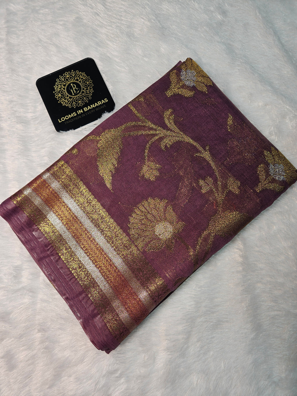 Banarasi Georgette Dusky Purple Saree with Nimzari Border Jaal