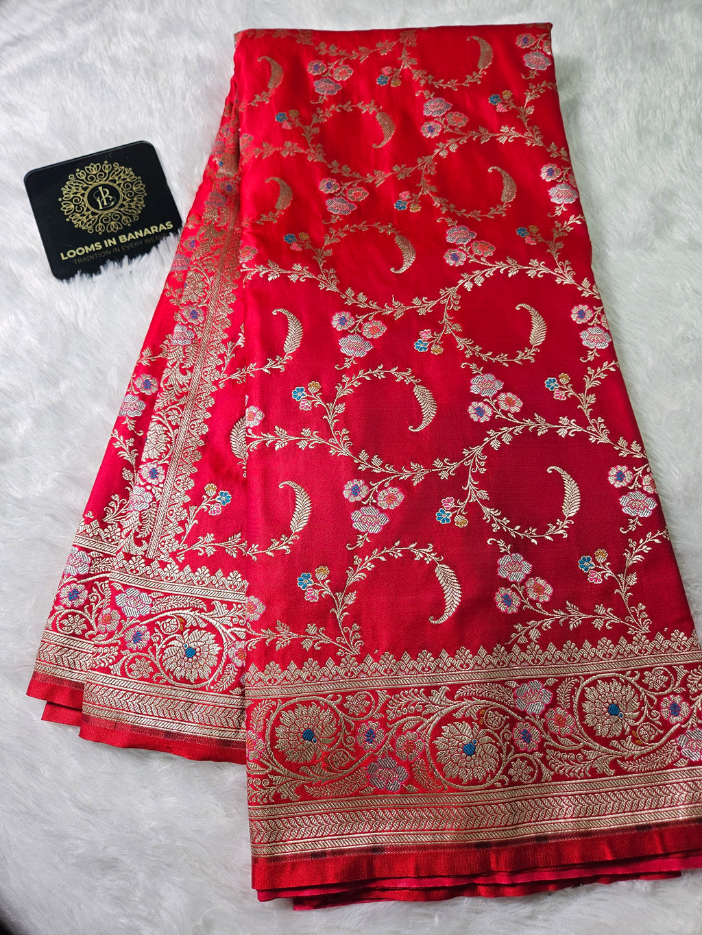 Red Mashru Silk Banarasi Border Tilfi Jangla Saree