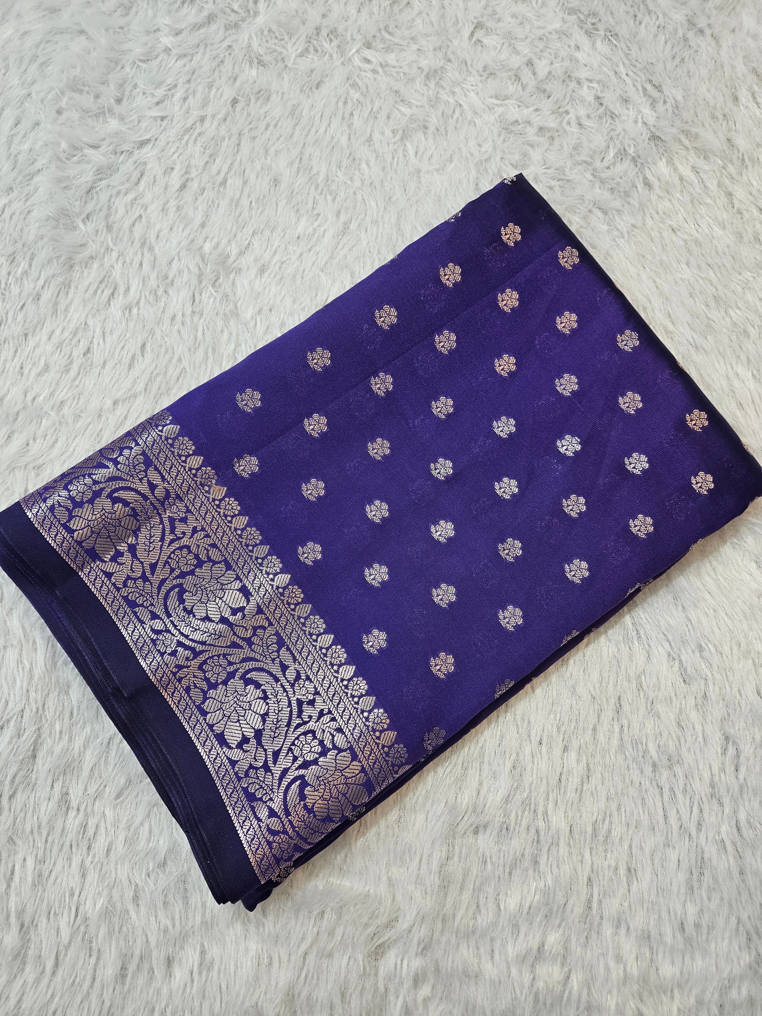 Banarasi Silk Voilet Buti Zari Border Saree