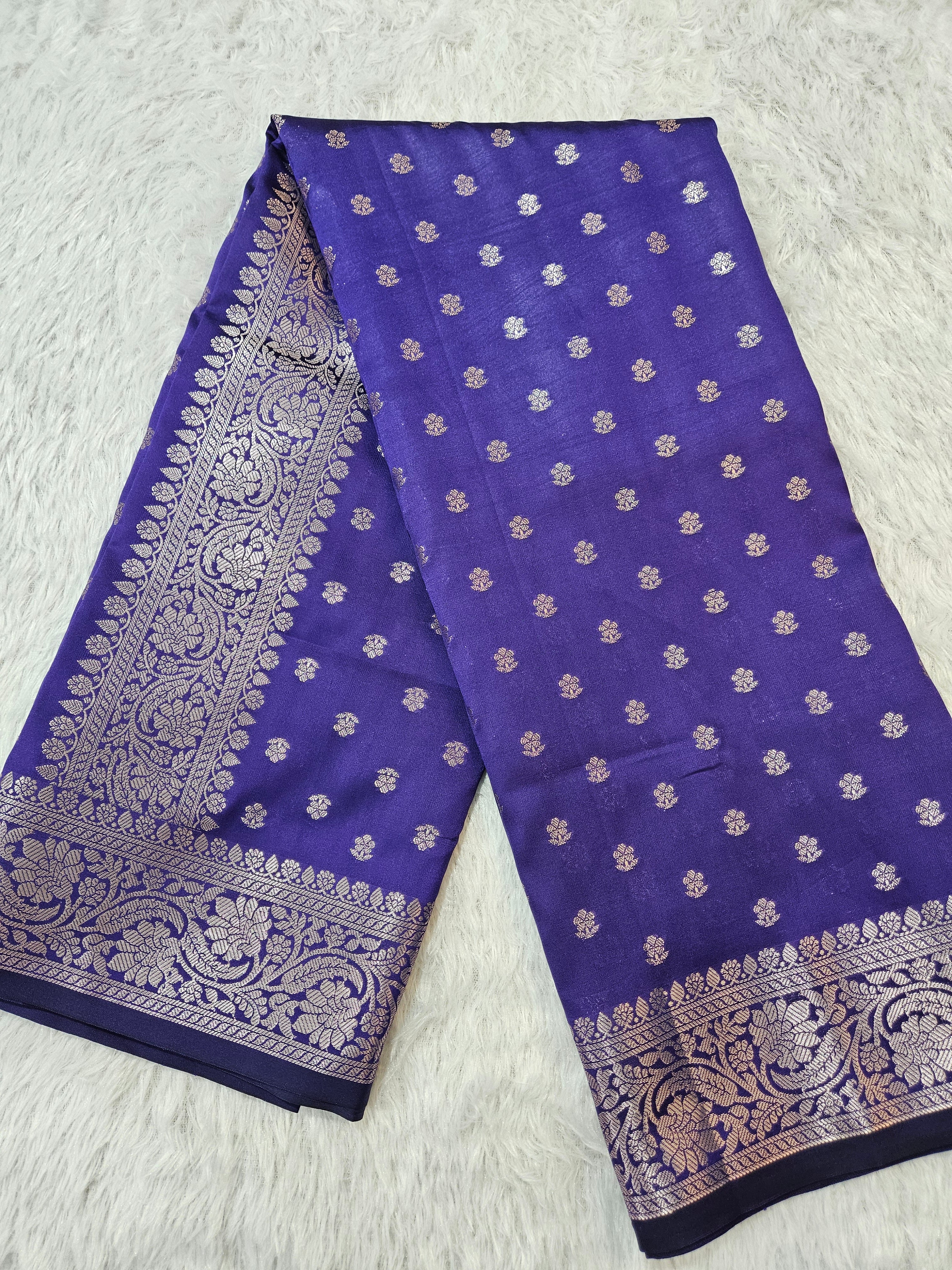 Banarasi Silk Voilet Buti Zari Border Saree