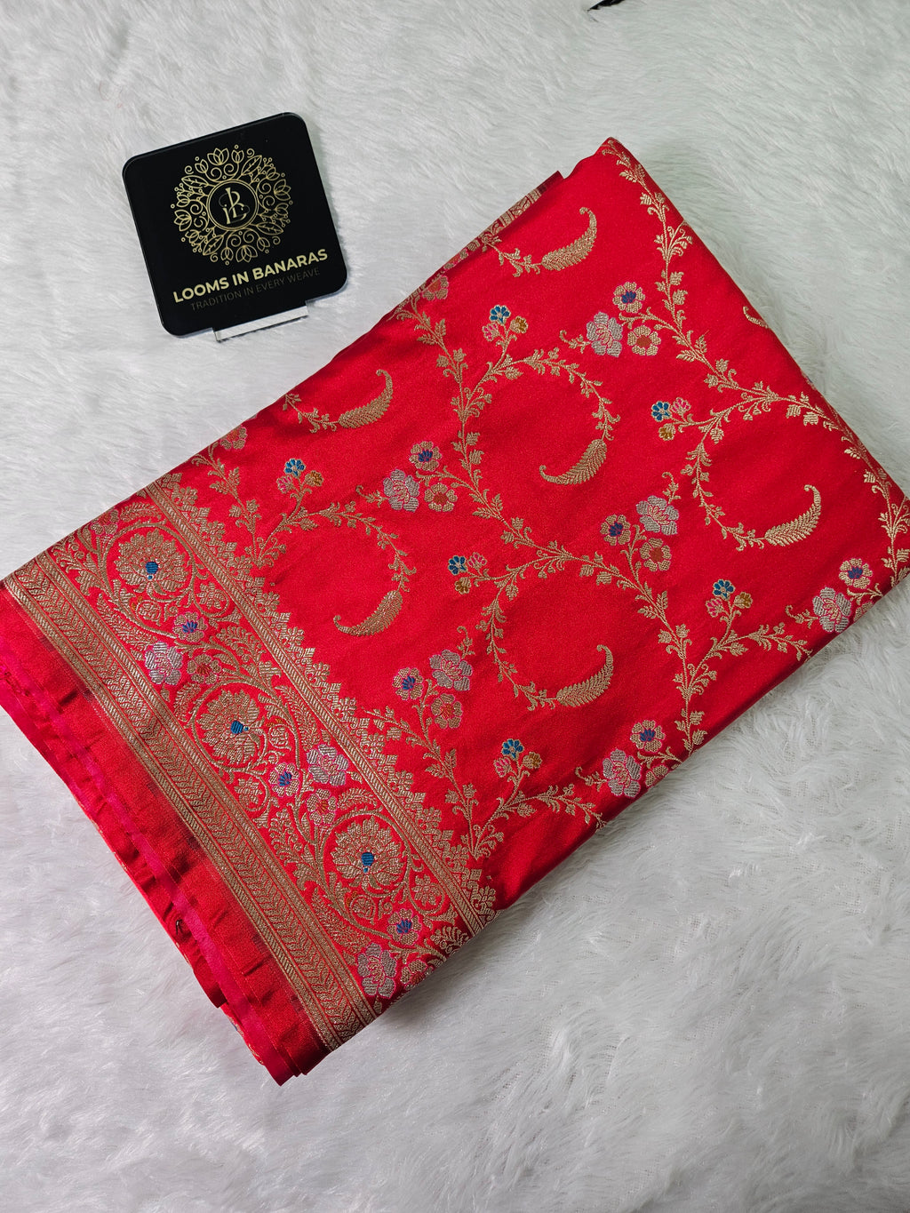 Red Mashru Silk Banarasi Border Tilfi Jangla Saree