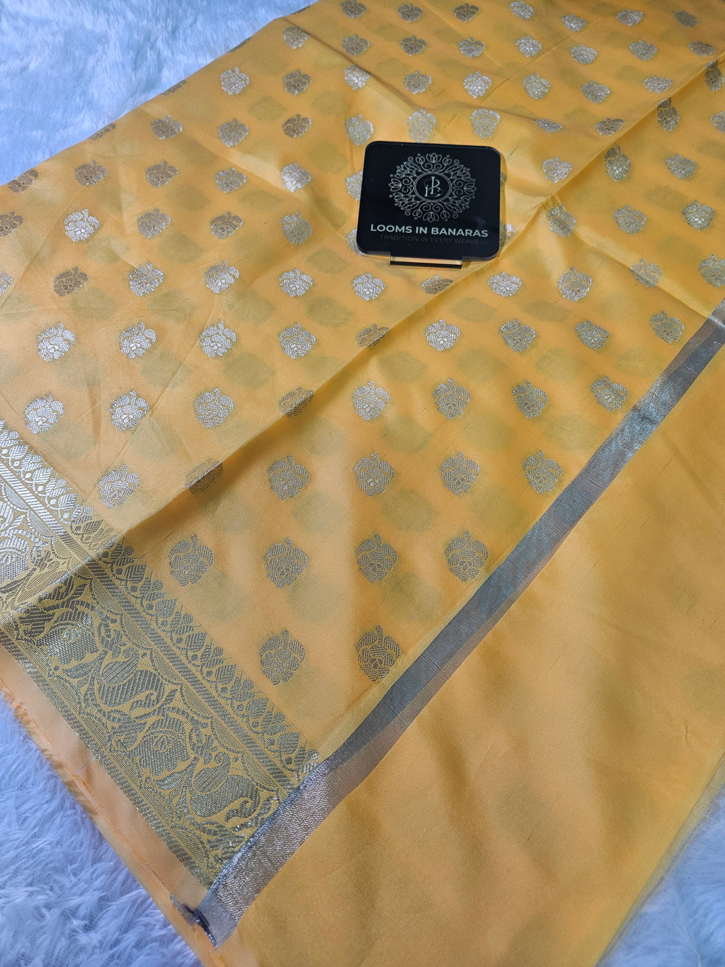 Banarasi Silk Yellow Dupatta Buti Design