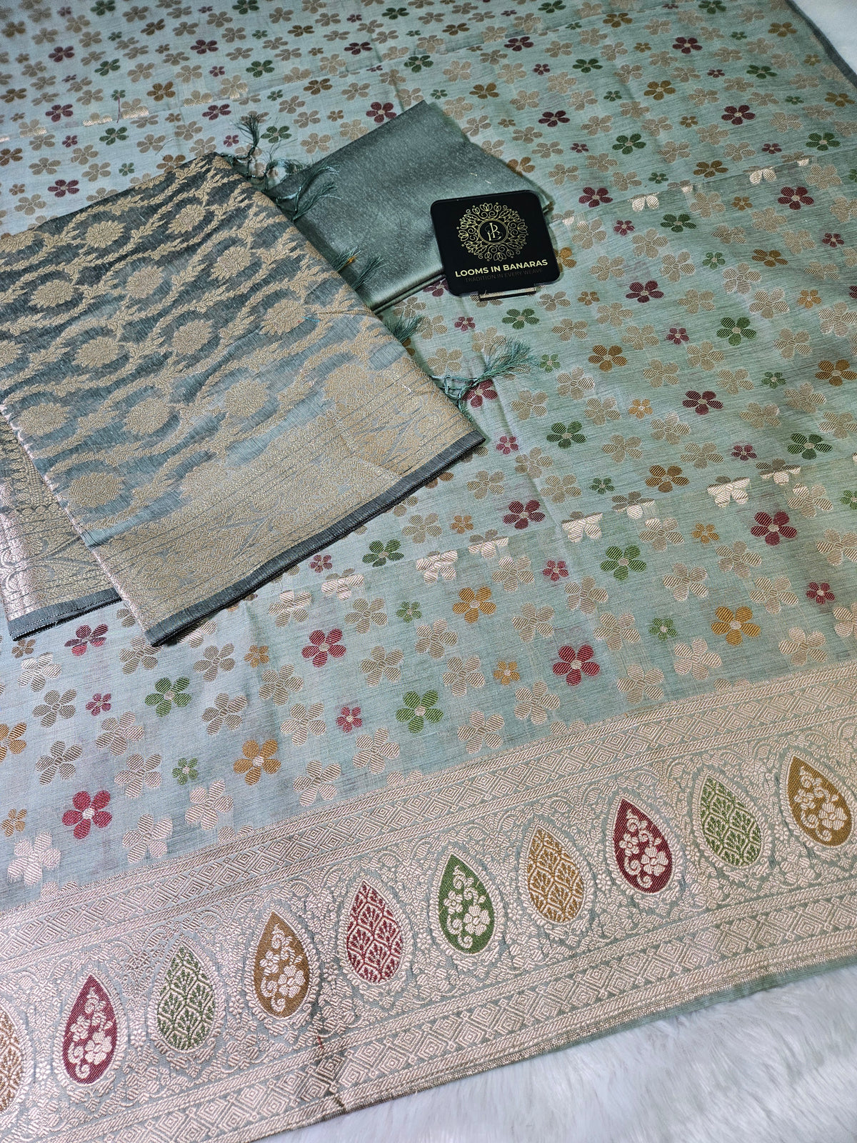 Dusty Sea Green Premium Banarasi Cotton Suit