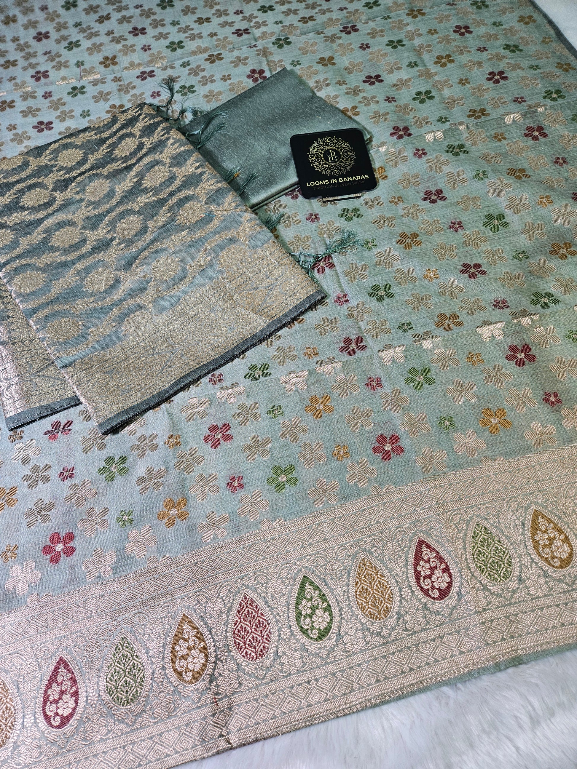 Dusty Sea Green Premium Banarasi Cotton Suit