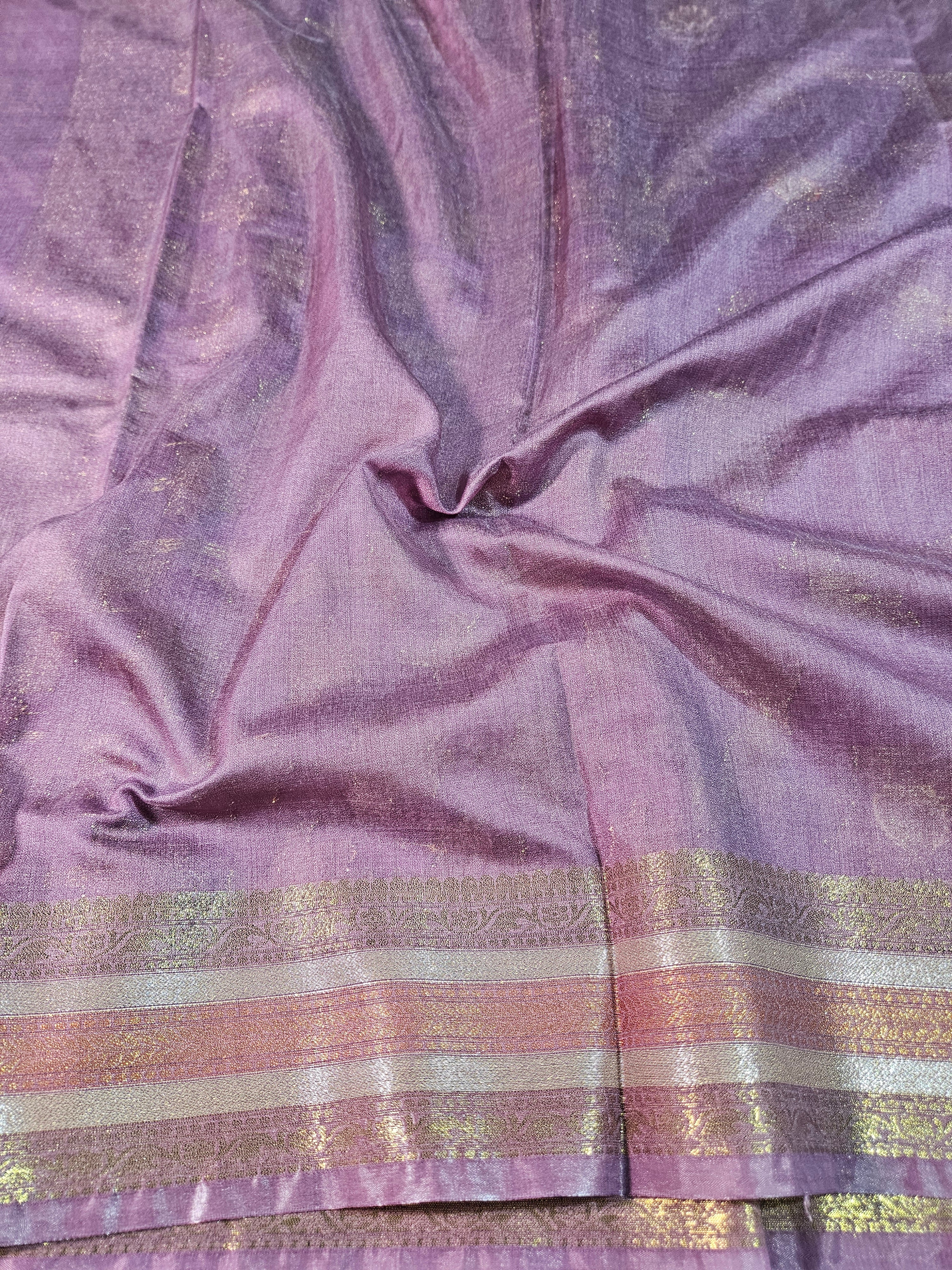 Banarasi Georgette Dusky Purple Saree with Nimzari Border Jaal