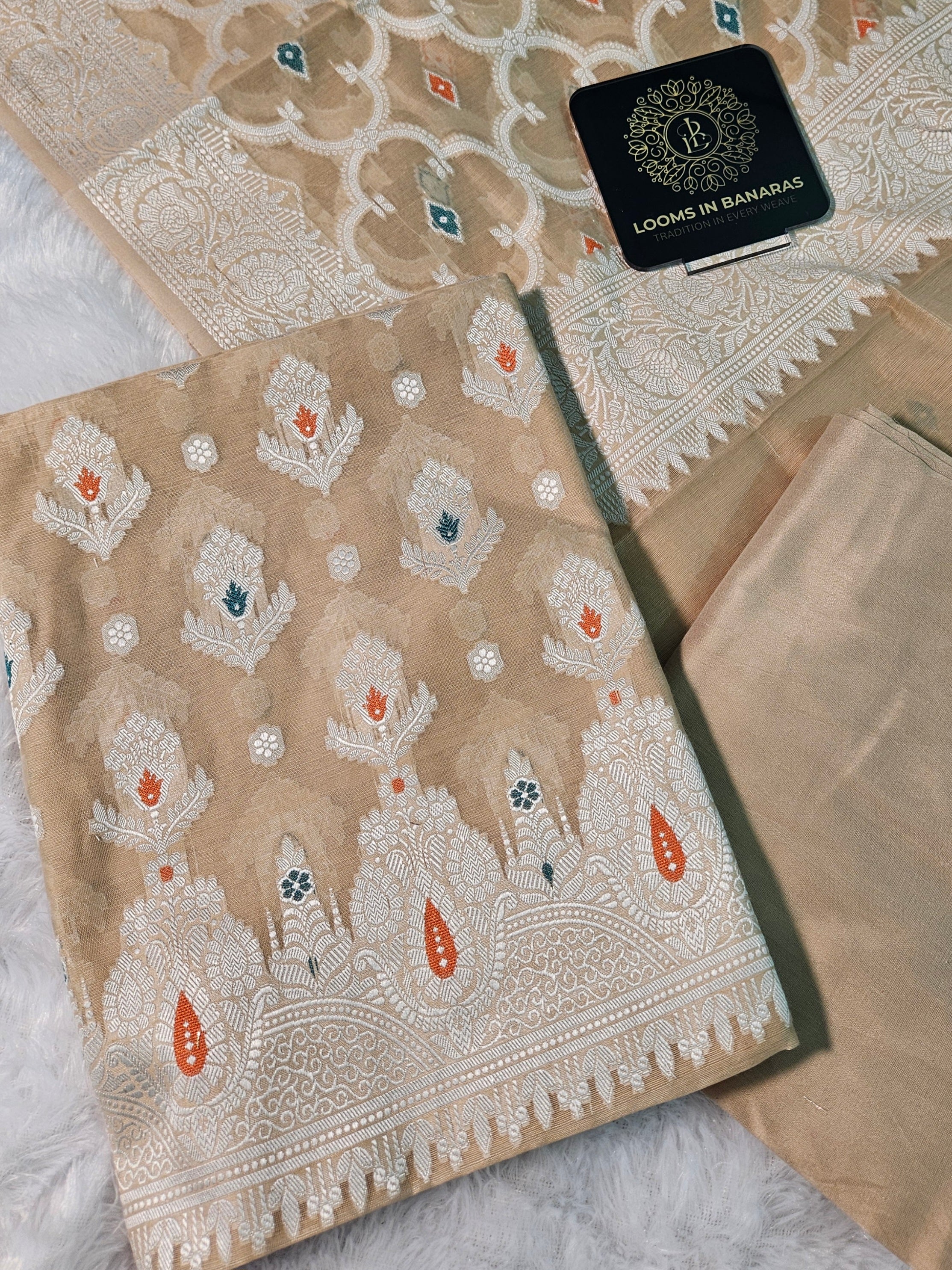 Banarasi Beige Premium Cotton Suit
