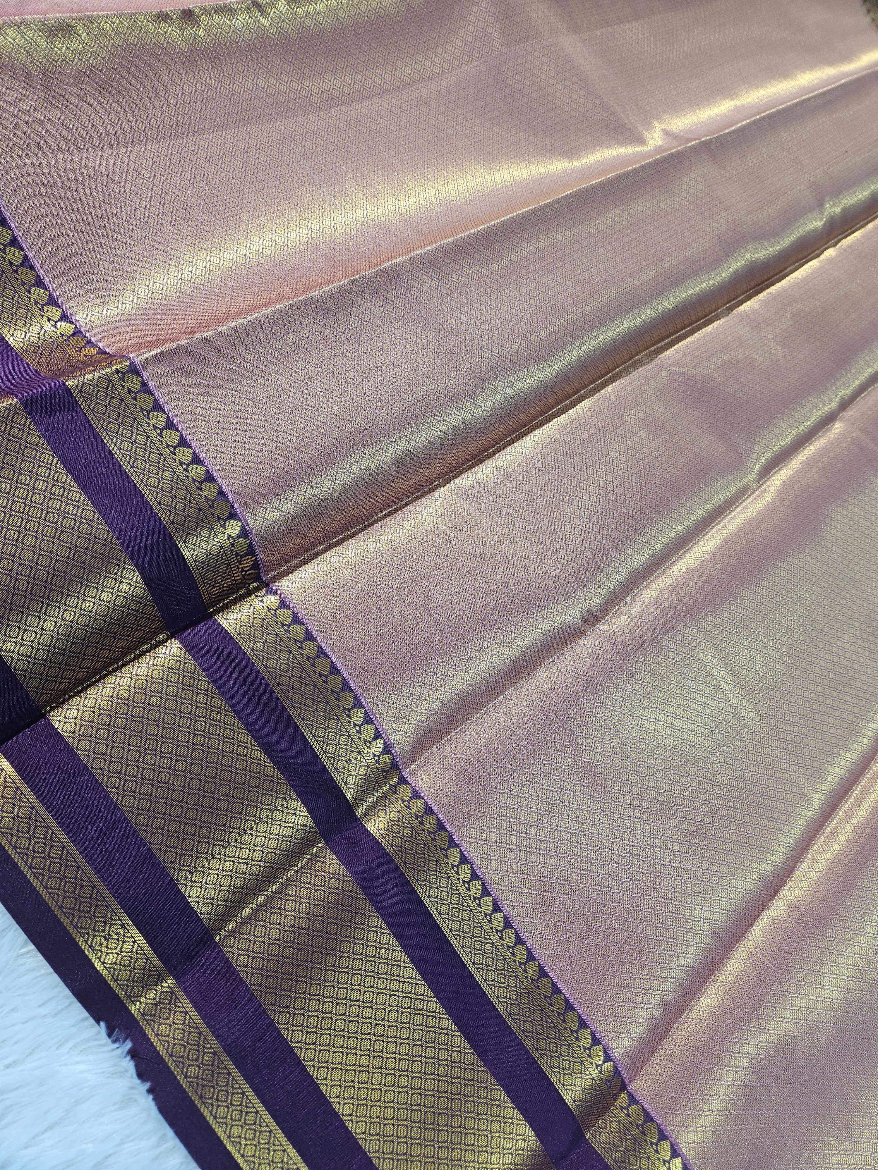 Dusty Lavender Soft Katan Silk Saree with a buti design