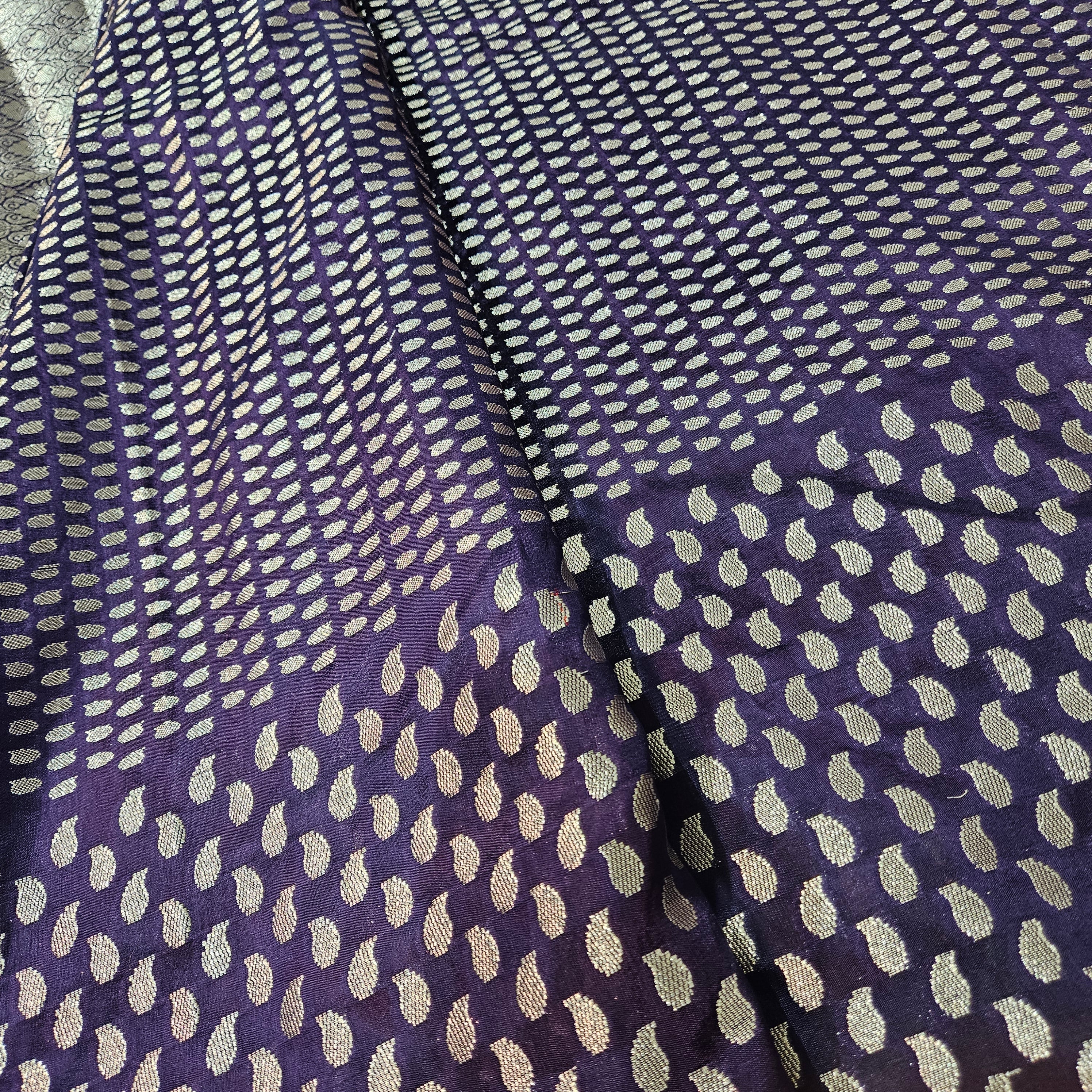 Navy Blue Banarasi Viscose Silk Saree Tilfi Skirt