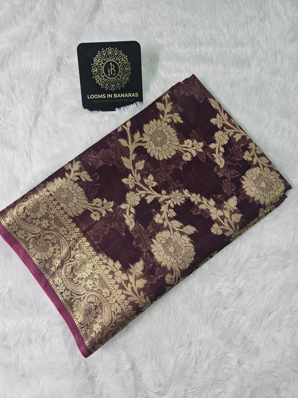 Banarasi Silk Wine Jaal Zari Border Saree
