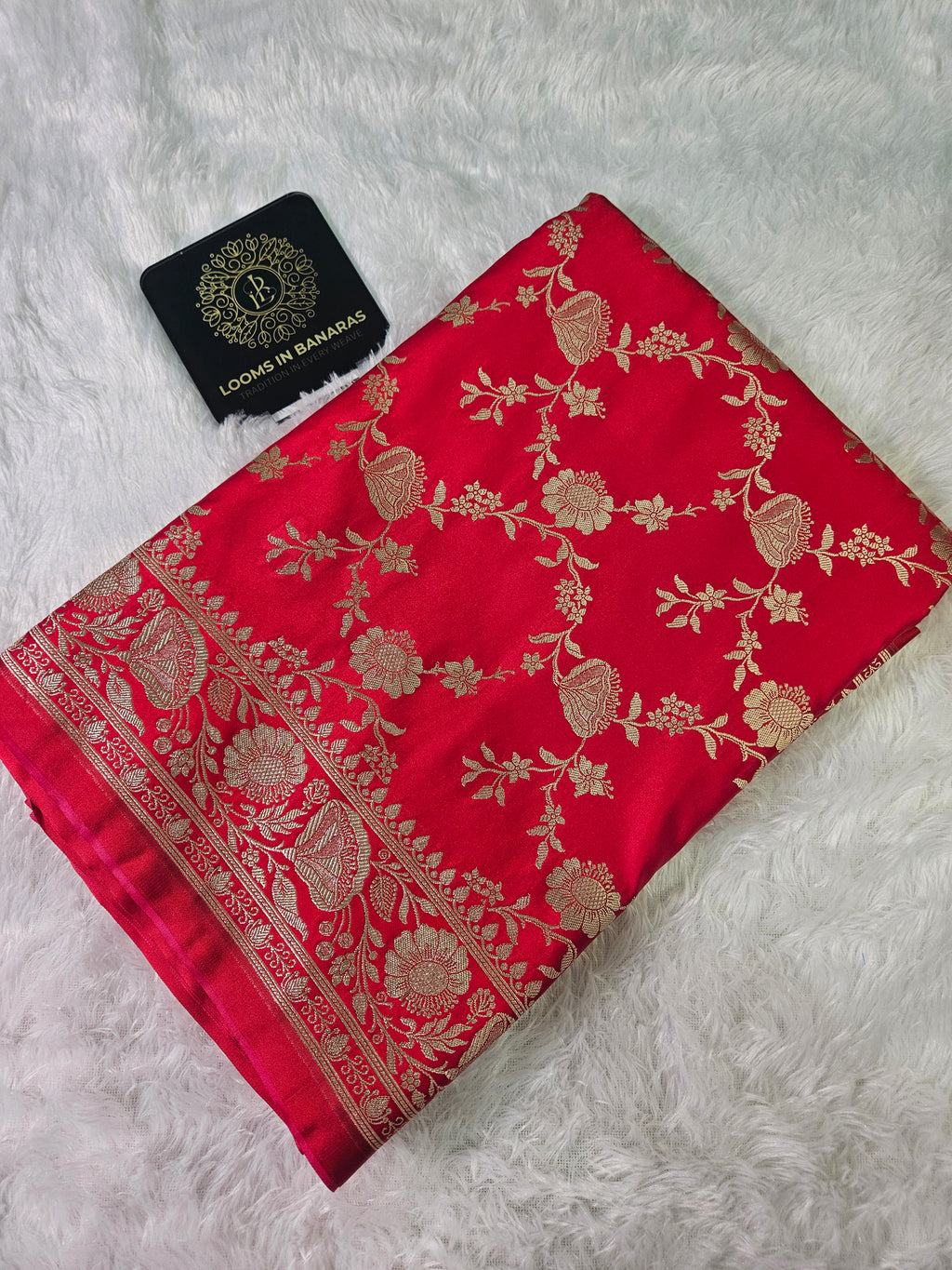 Banarasi Red Mashru Silk Banarasi Border Jaal Saree