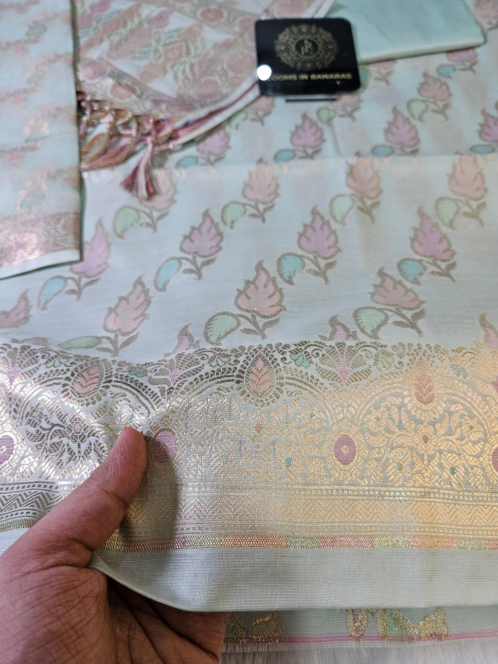 Sea Green Rangkaat Weaving Mina Banarasi Silk Suit