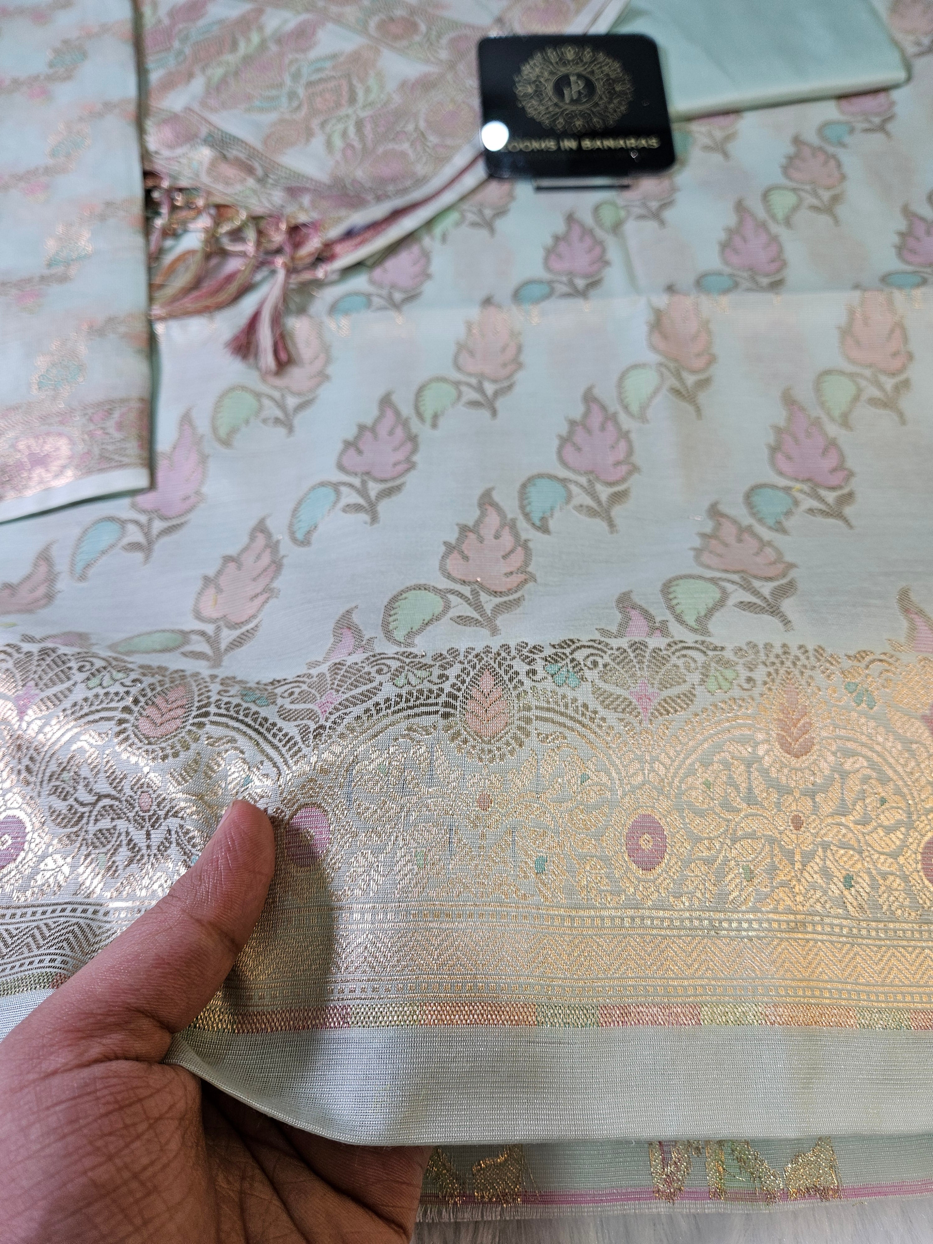 Sea Green Rangkaat Weaving Mina Banarasi Silk Suit