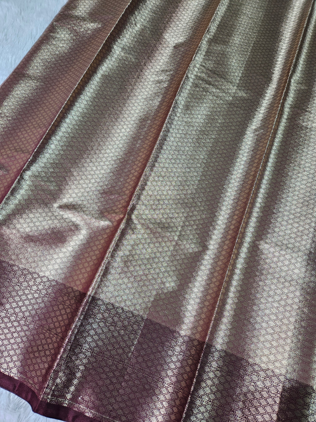 Beige Gold Banarasi Soft Tissue Zari Brocade Design Saree Contrast