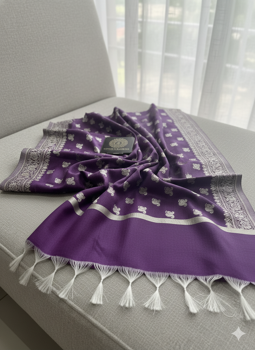 Banarasi Silk Purple Dupatta Buti Design