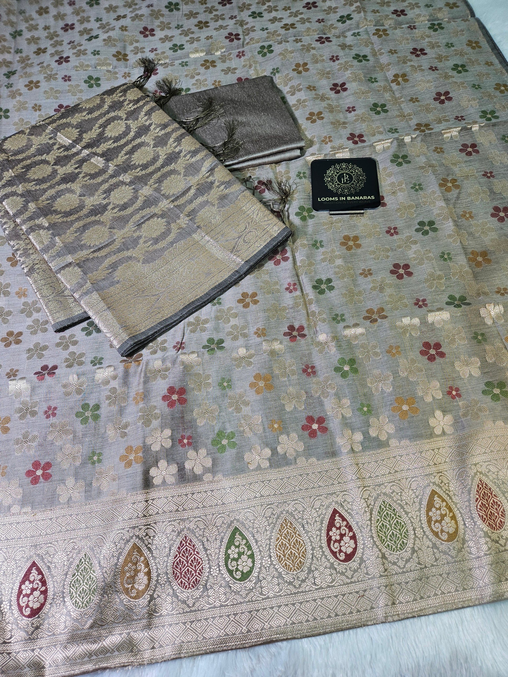 Grey Premium Banarasi Cotton Suit