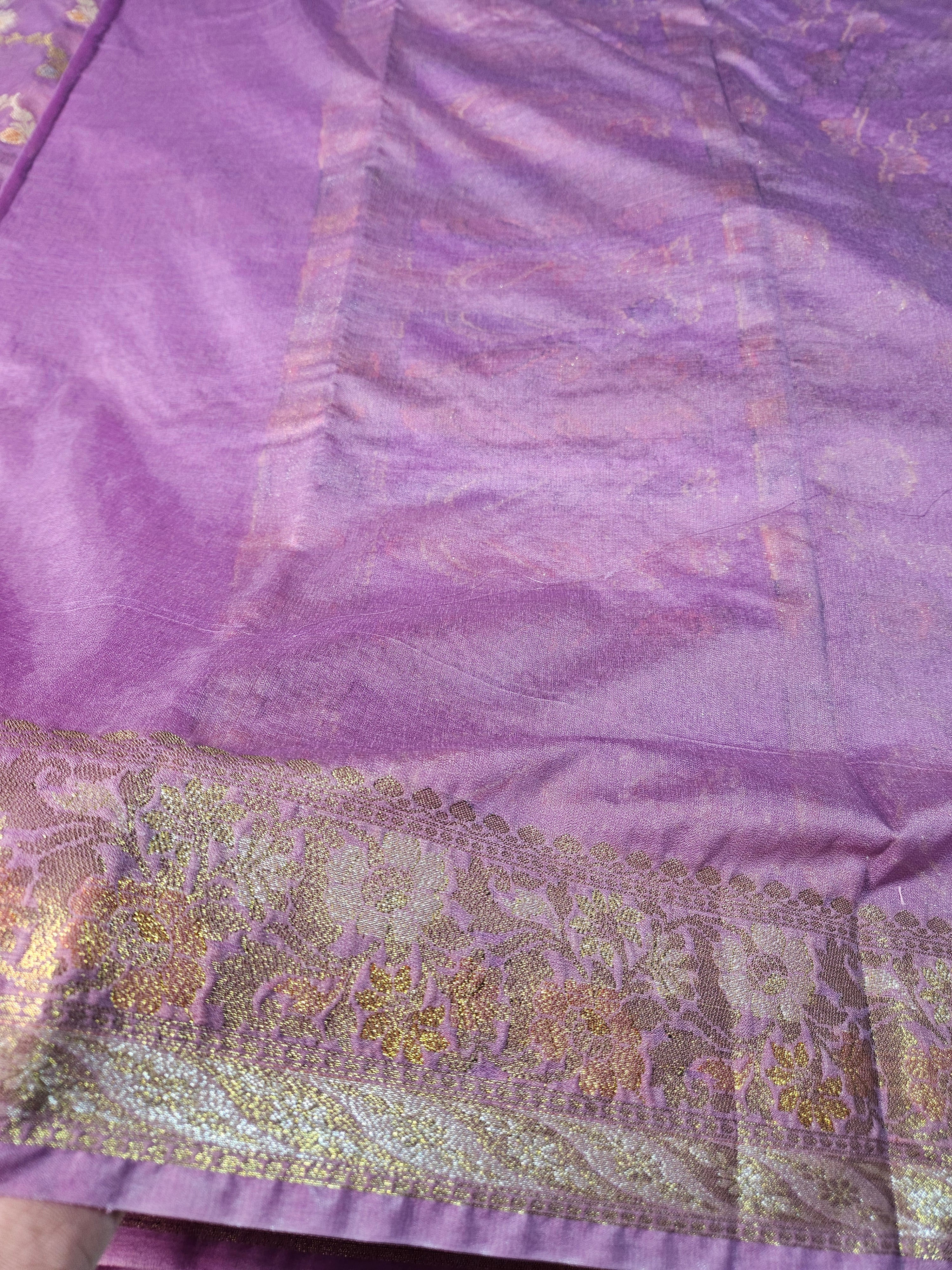 Banarasi Georgette Purple Saree with Nimzari Border Jaal