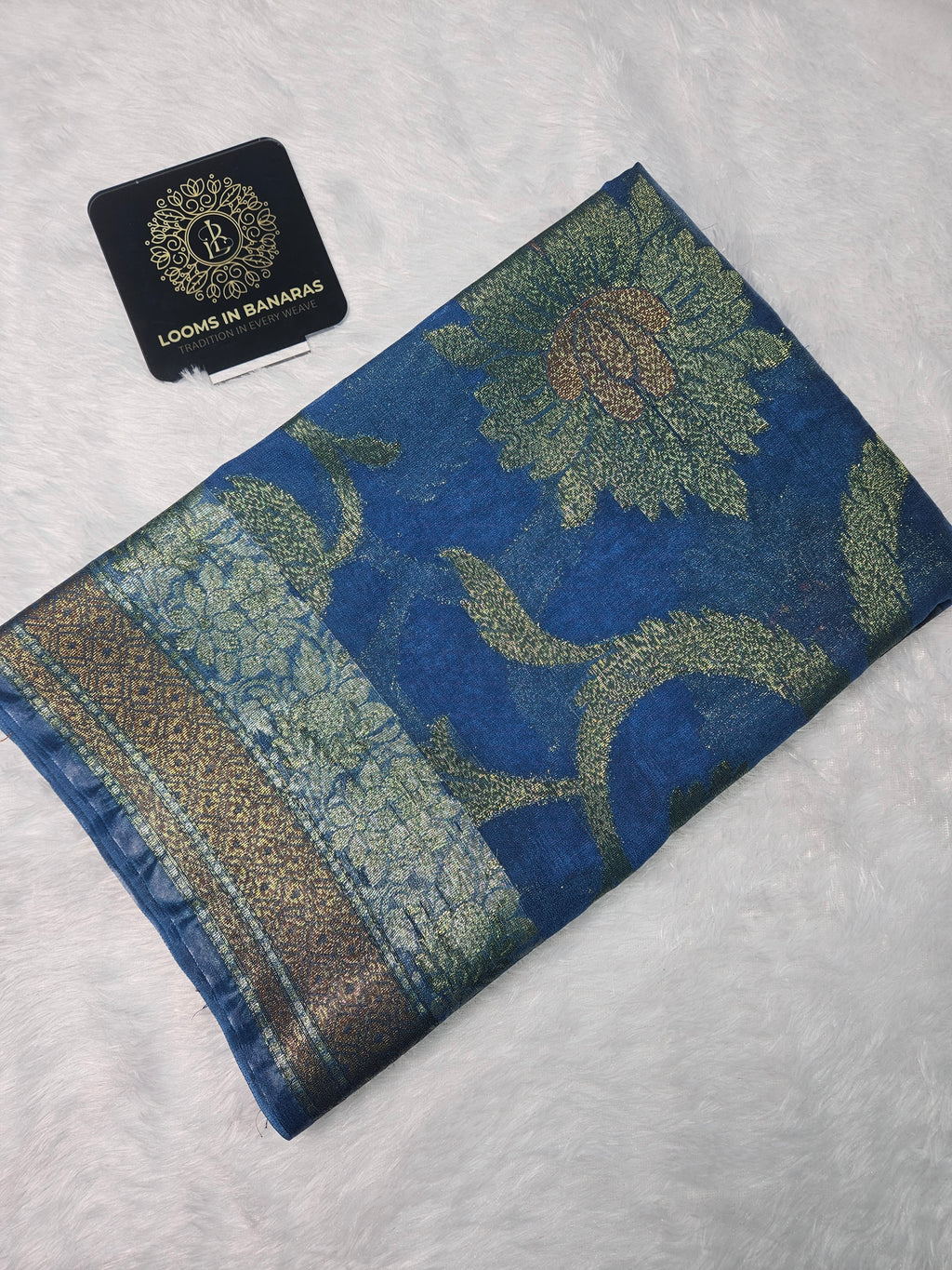 Banarasi Georgette Royal Blue Saree with Nimzari Border Jaal