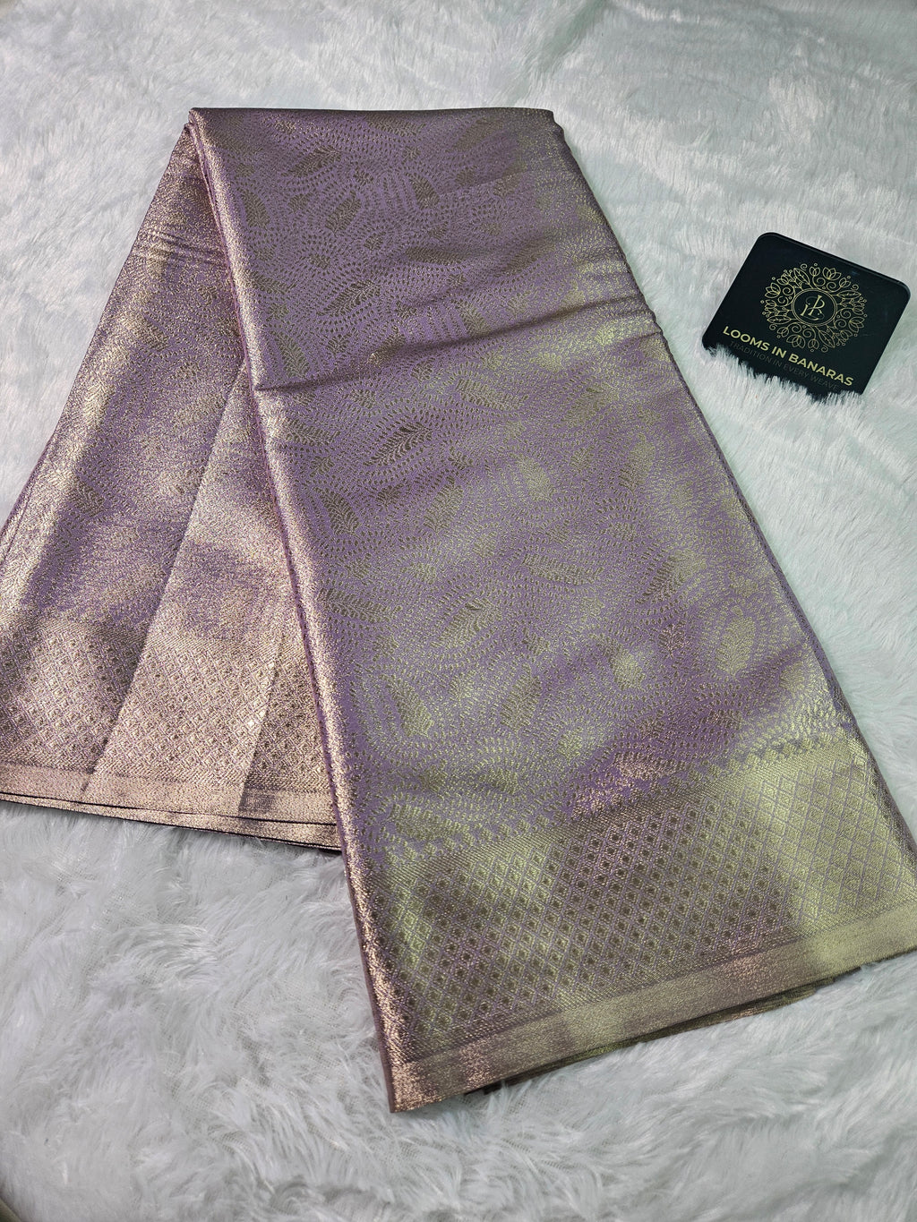 Banarasi Soft Lavender Tissue Zari Brocade Design Saree