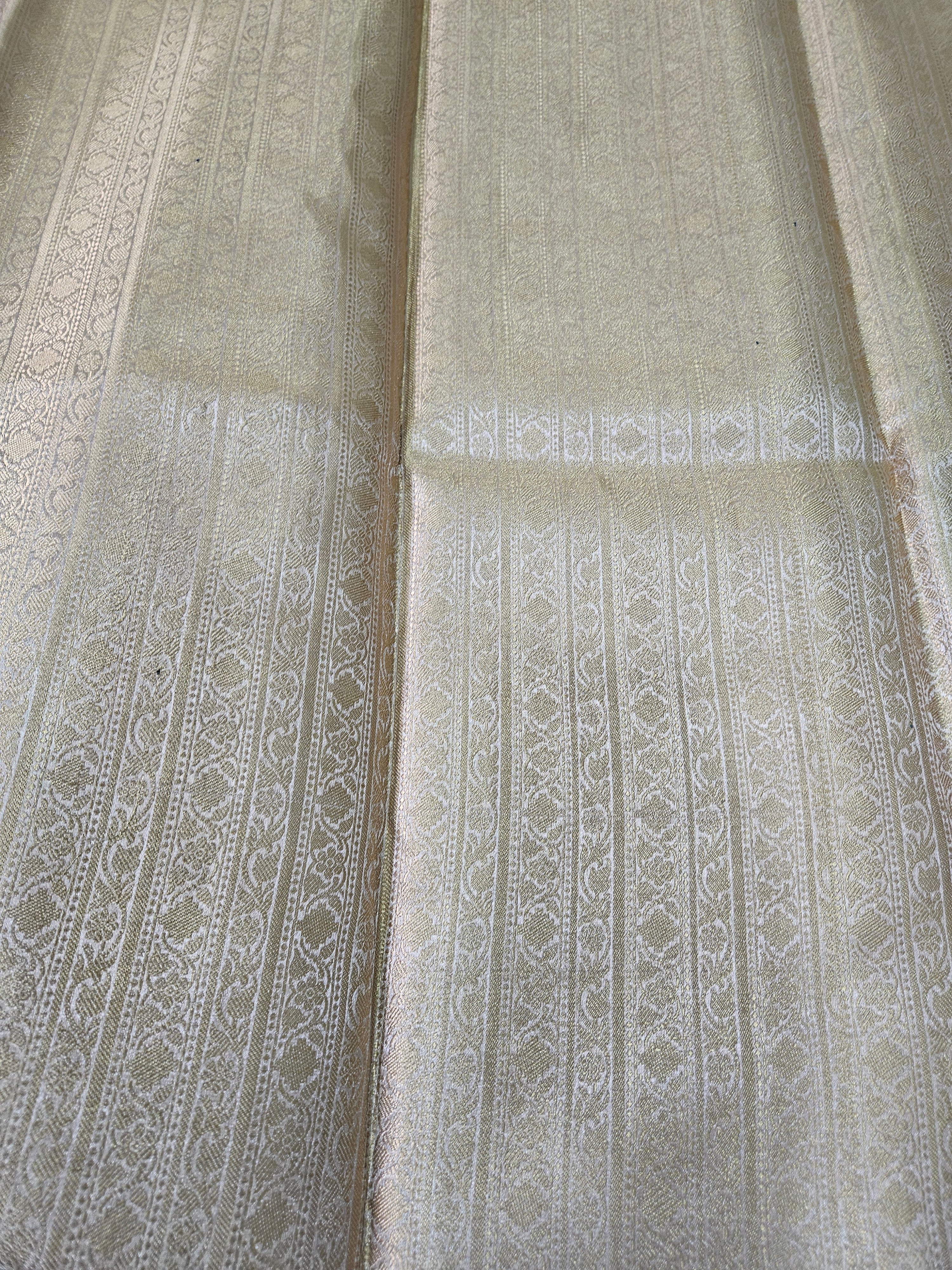 Tasar Gold Banarasi Tissue Zari Buti Design Small Border Saree