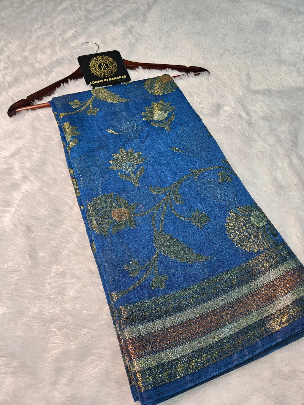 Banarasi Georgette Royal Blue Saree with Nimzari Border Jaal