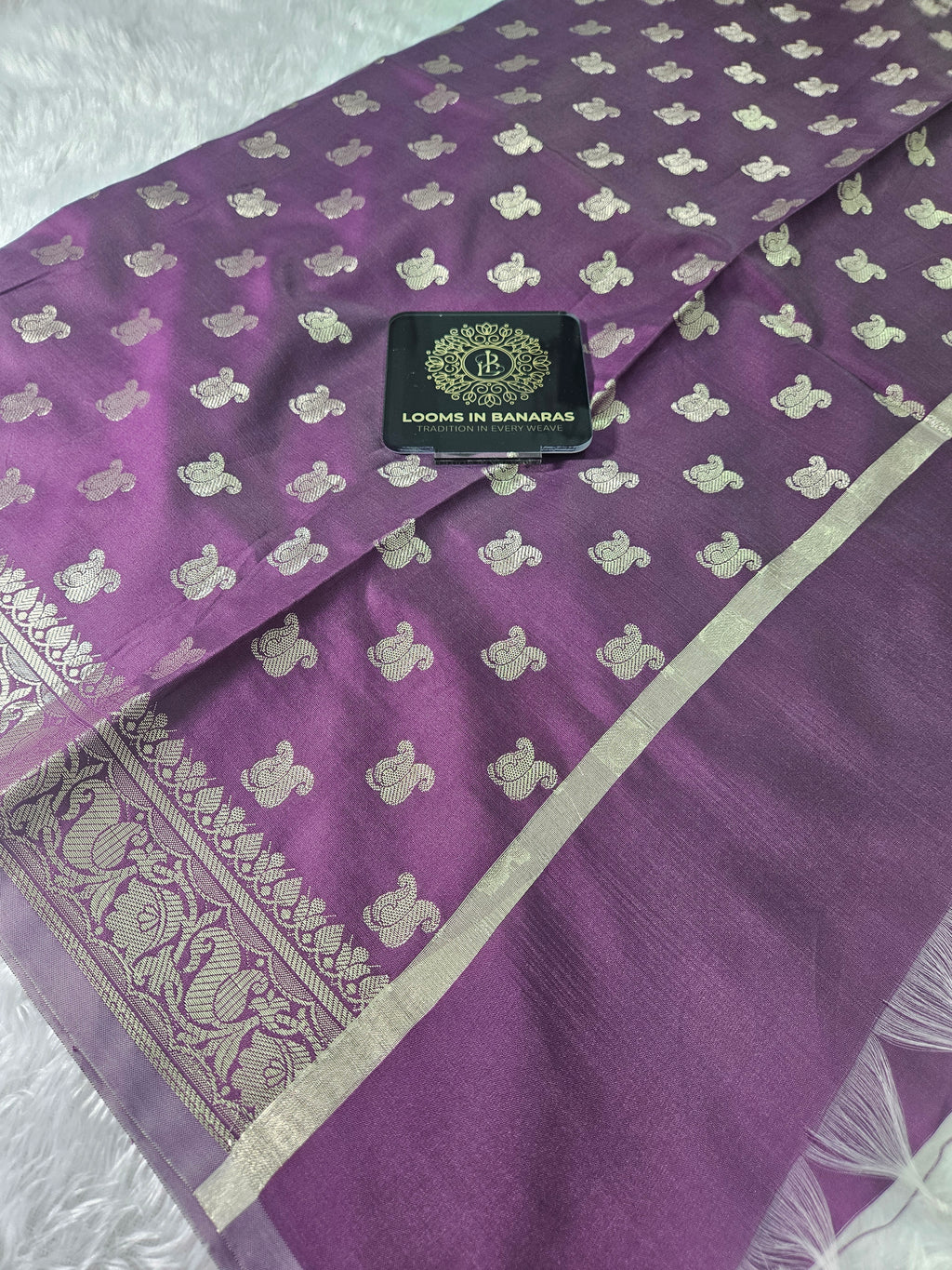 Banarasi Silk Purple Dupatta Buti Design