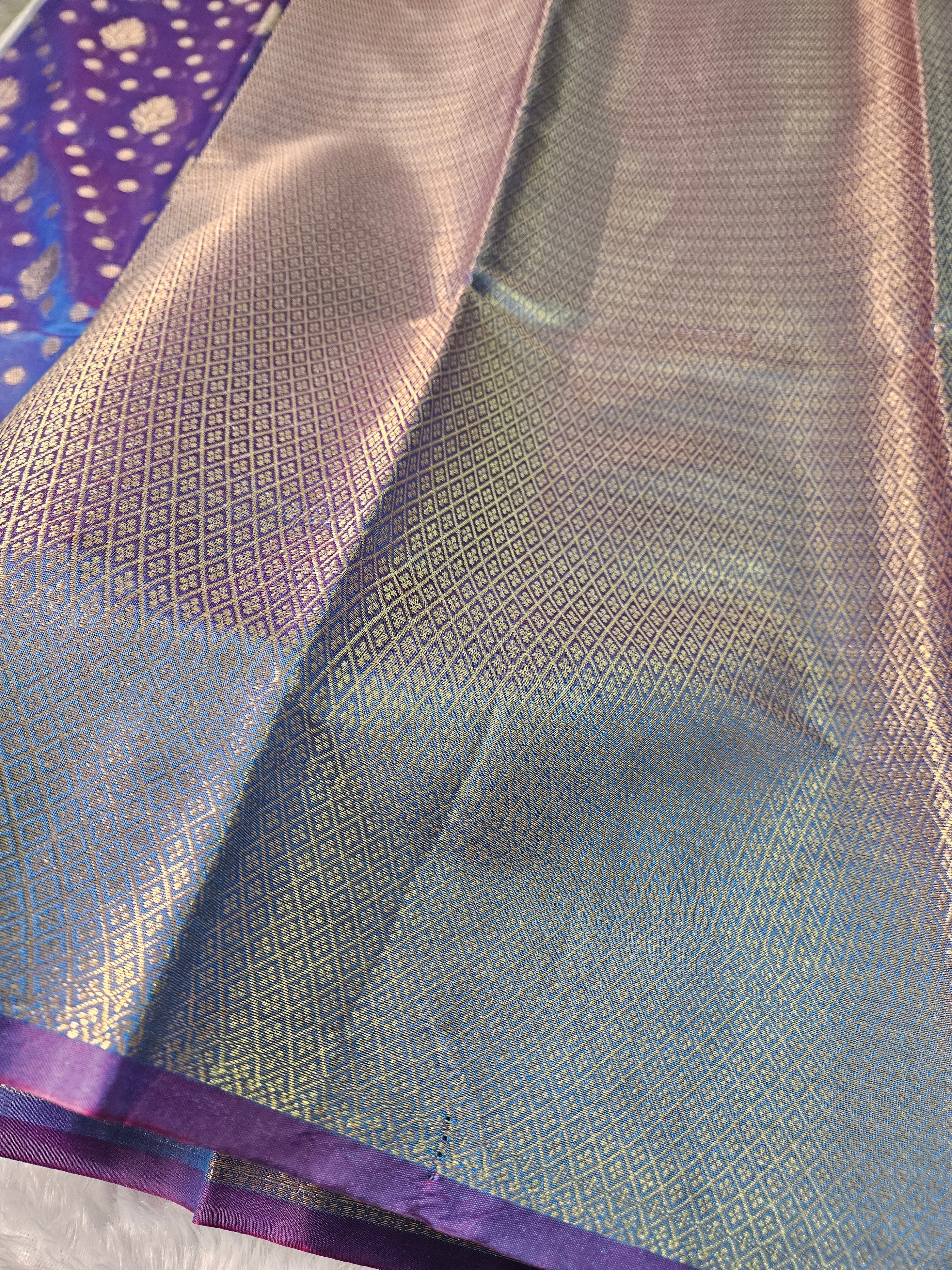 Banarasi Silk Blue Buti Zari Border Saree