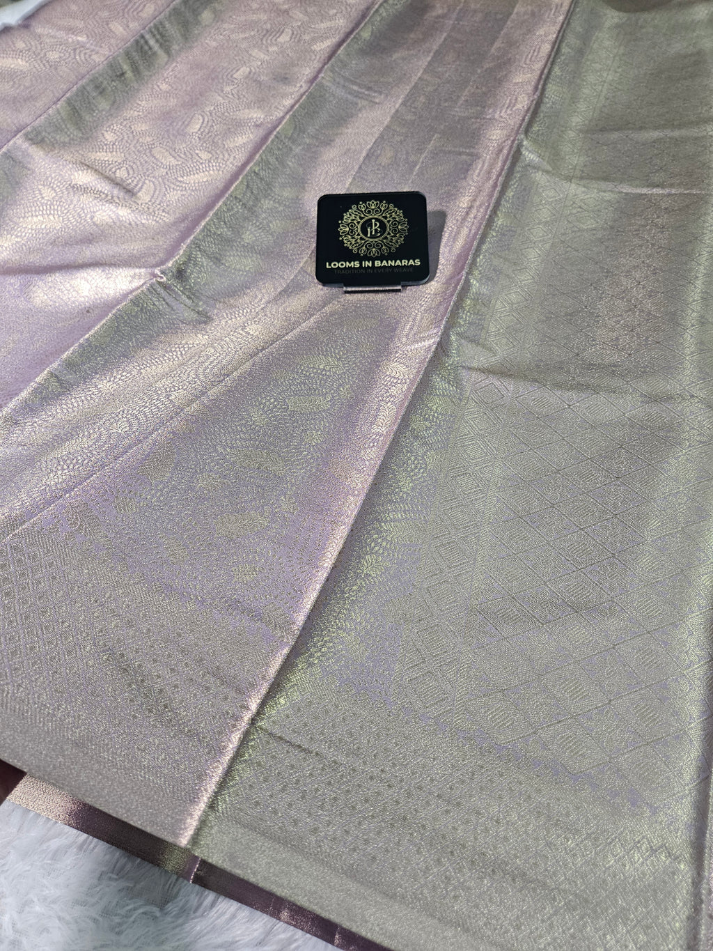 Banarasi Soft Lavender Tissue Zari Brocade Design Saree