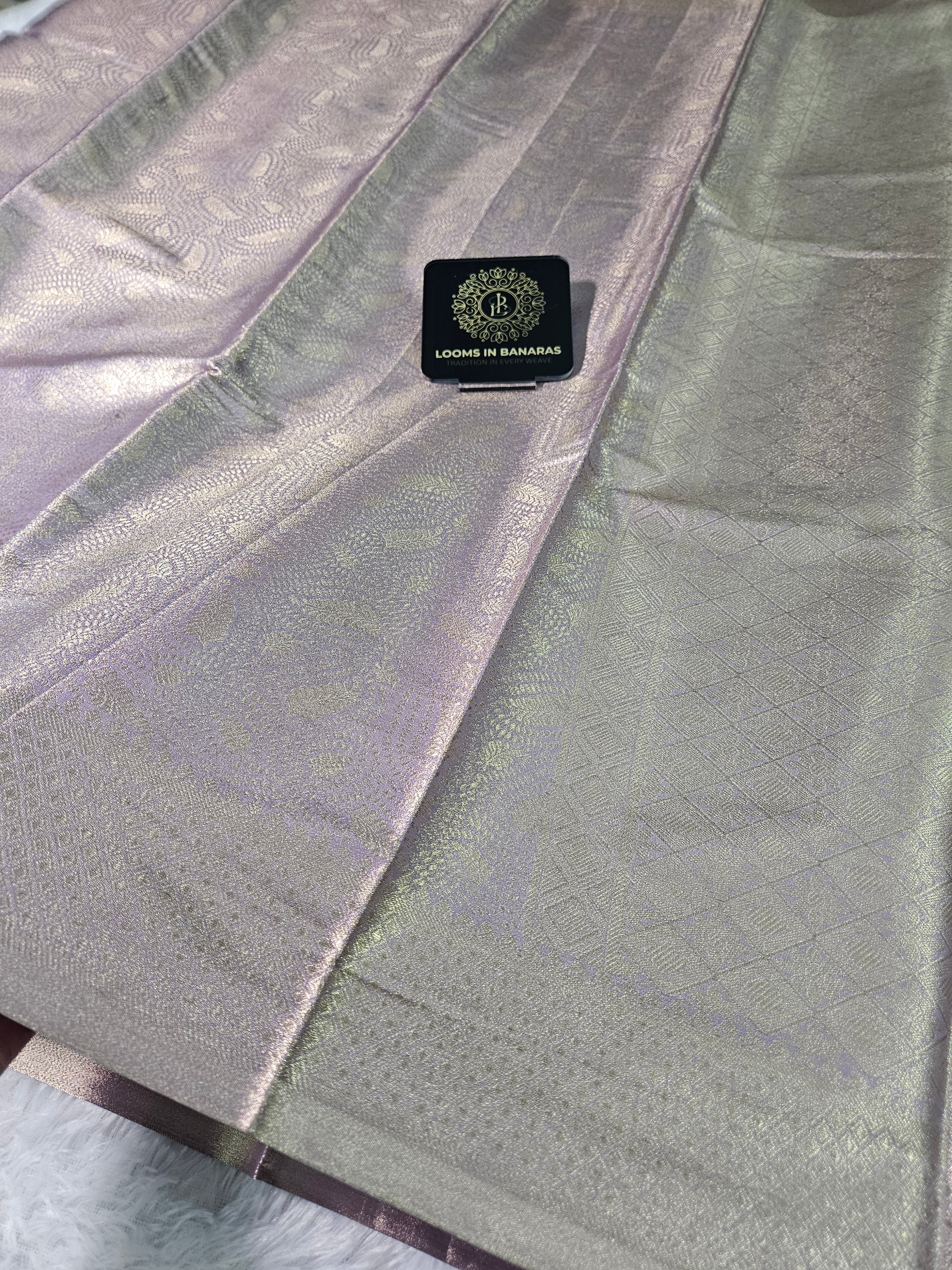 Banarasi Soft Lavender Tissue Zari Brocade Design Saree